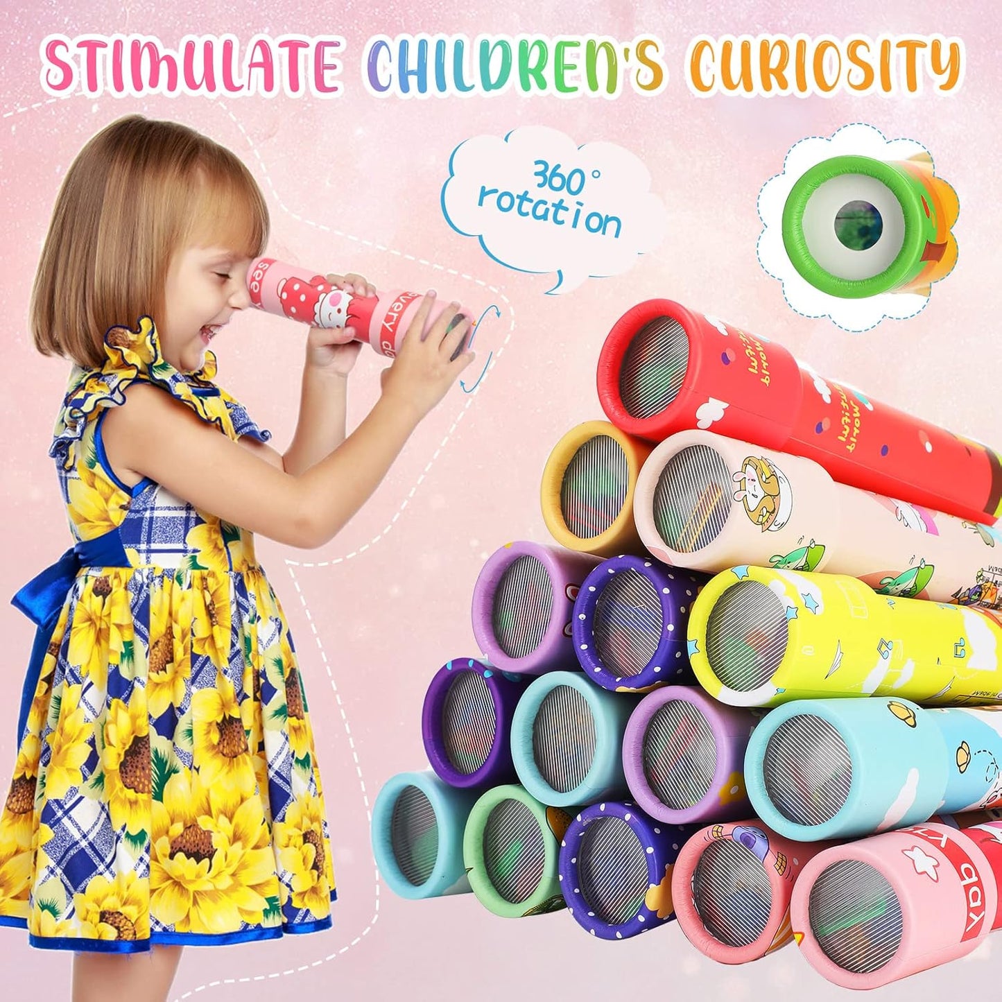 Chivao 20 Pcs Classic Kaleidoscopes Educational Toys for Party Favors Fun Kaleidoscope Toy for Stock Stuffers Bag Fillers Birthday Party School Classroom Prizes, Random Colors (Cute Style)