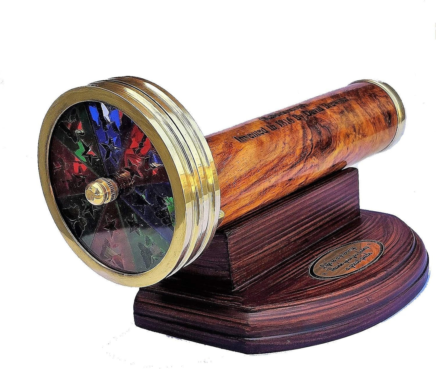 Handmade 8 Inches Wooden Tube And Brass Ring Working Kaleidoscope Best Birthday Gift For Children