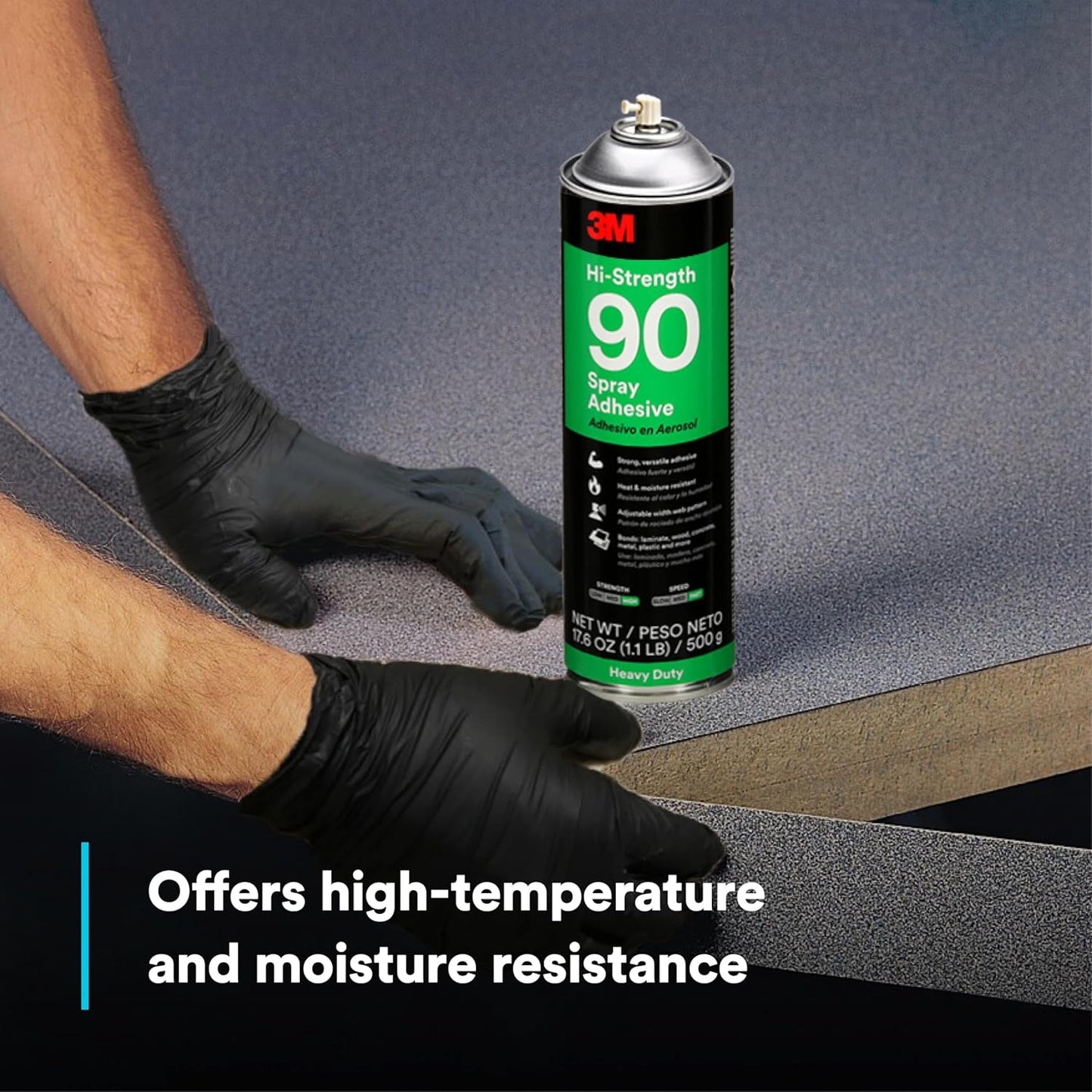 3M Hi-Strength 90 Spray Adhesive, Permanent, Bonds Laminate, Wood, Concrete, Metal, Plastic, Clear Glue, Net Wt 12.23 oz