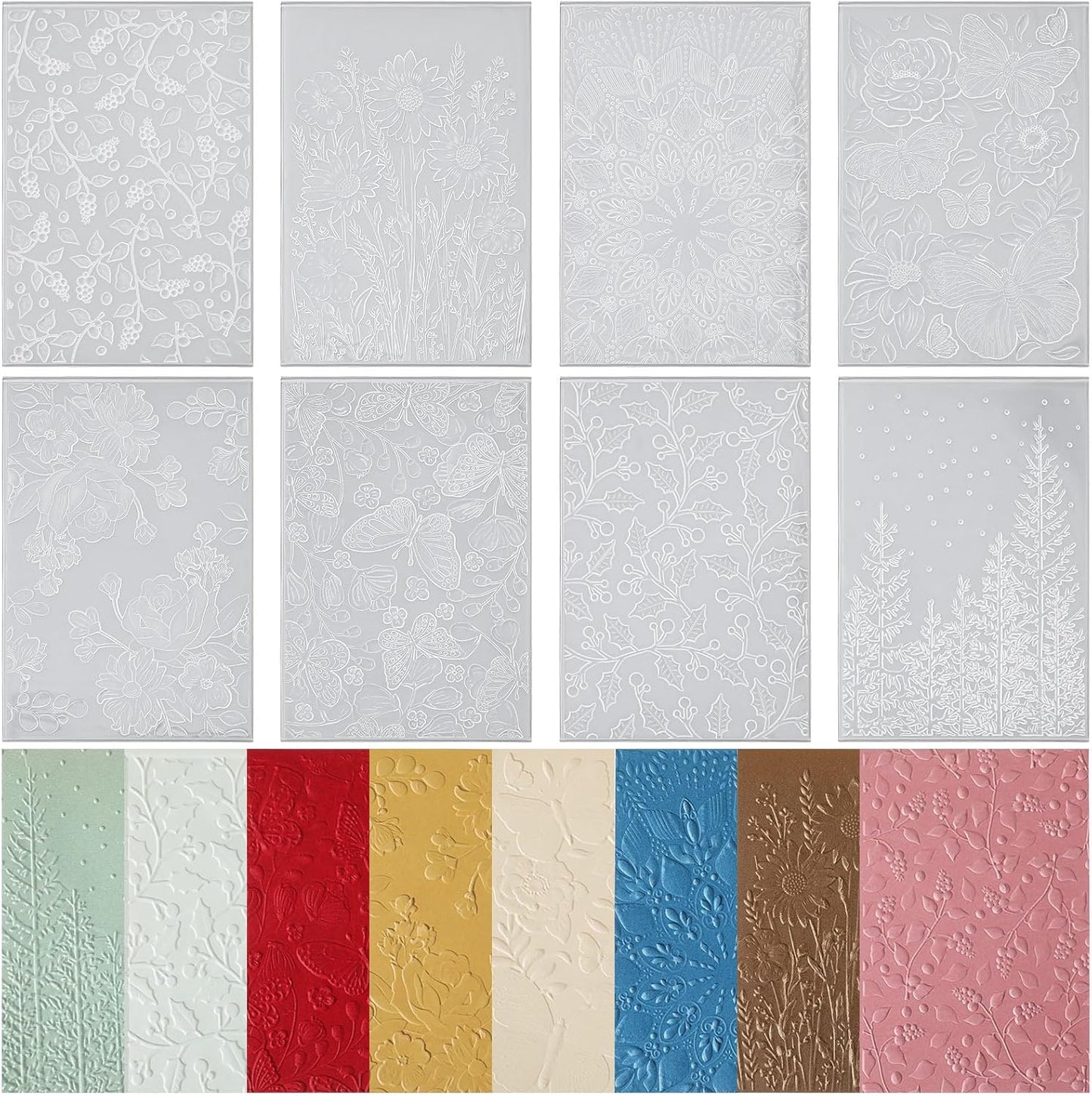 Geiserailie 8 Pcs Embossing Folders Embossing Machine Template Paper Card Folders for Christmas Card Making DIY Flower Scrapbook Photo Album Craft Decoration 5.9 x 4.1 Inch (Elegant Style)