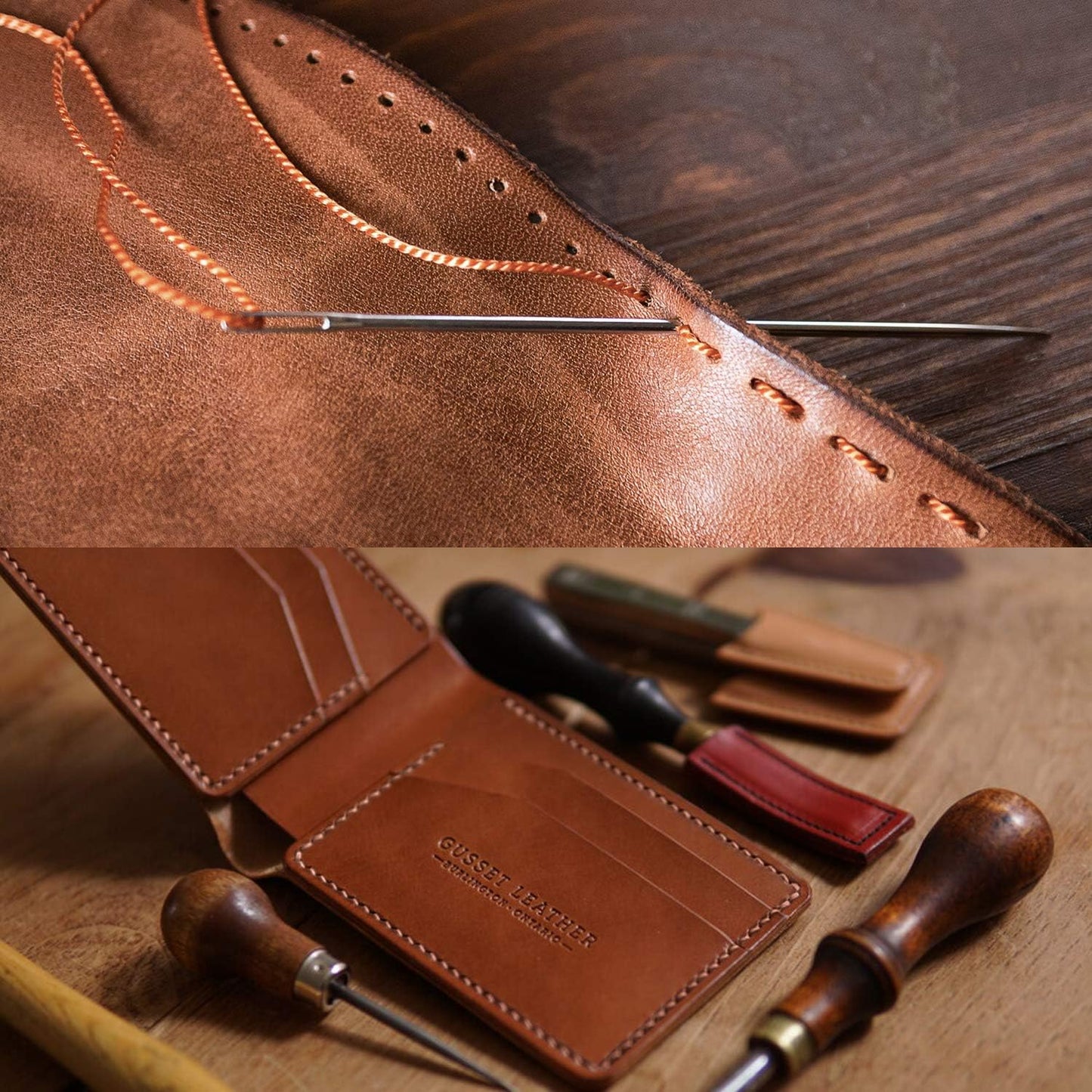 Flexzion Waxed Thread - 284 Yards 0.8mm 150D Polyester Wax Thread for Leather Sewing, Bookbinding, Stitching & DIY Projects (Khaki)