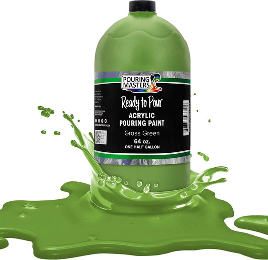 POURING MASTERS Grass Green Acrylic Ready to Pour Pouring Paint - Premium 64-Ounce Pre-Mixed Water-Based - for Canvas, Wood, Paper, Crafts, Tile, Rocks and More