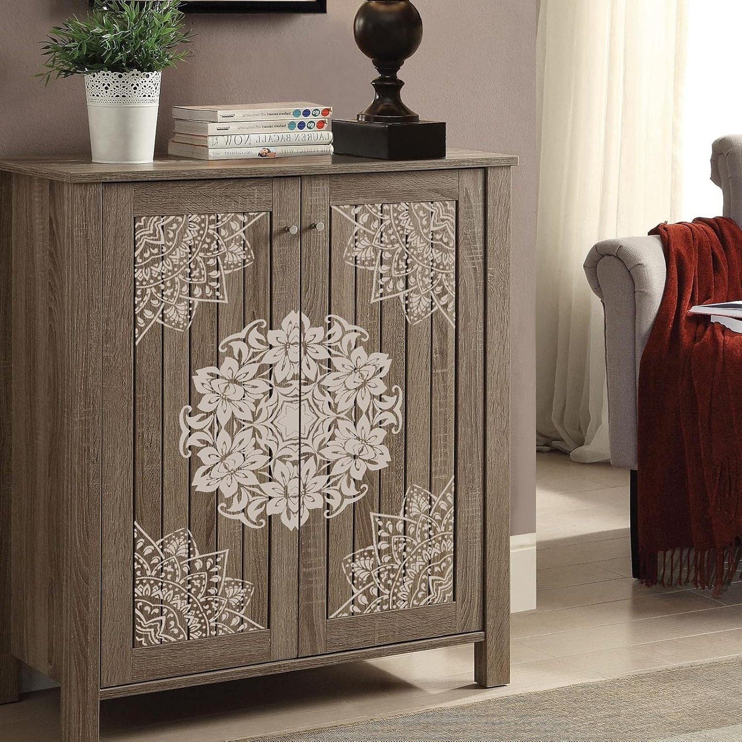 9 Pack Large Reusable Stencil Mandala Stencil Laser Cut Painting Template for Wood Wall Floor Tile Fabric Crafts Furniture Stencils Painting(12x12 Inch)