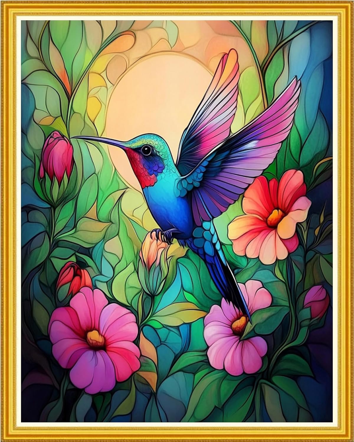 Hopeart Stamped Cross Stitch Kits for Beginner Embroidery Kits for Beginners Adults DIY 11CT Cross Stitch Patterns Needlepoint Kits Crossstitching Kits-Flower Hummingbird 16x20 inch