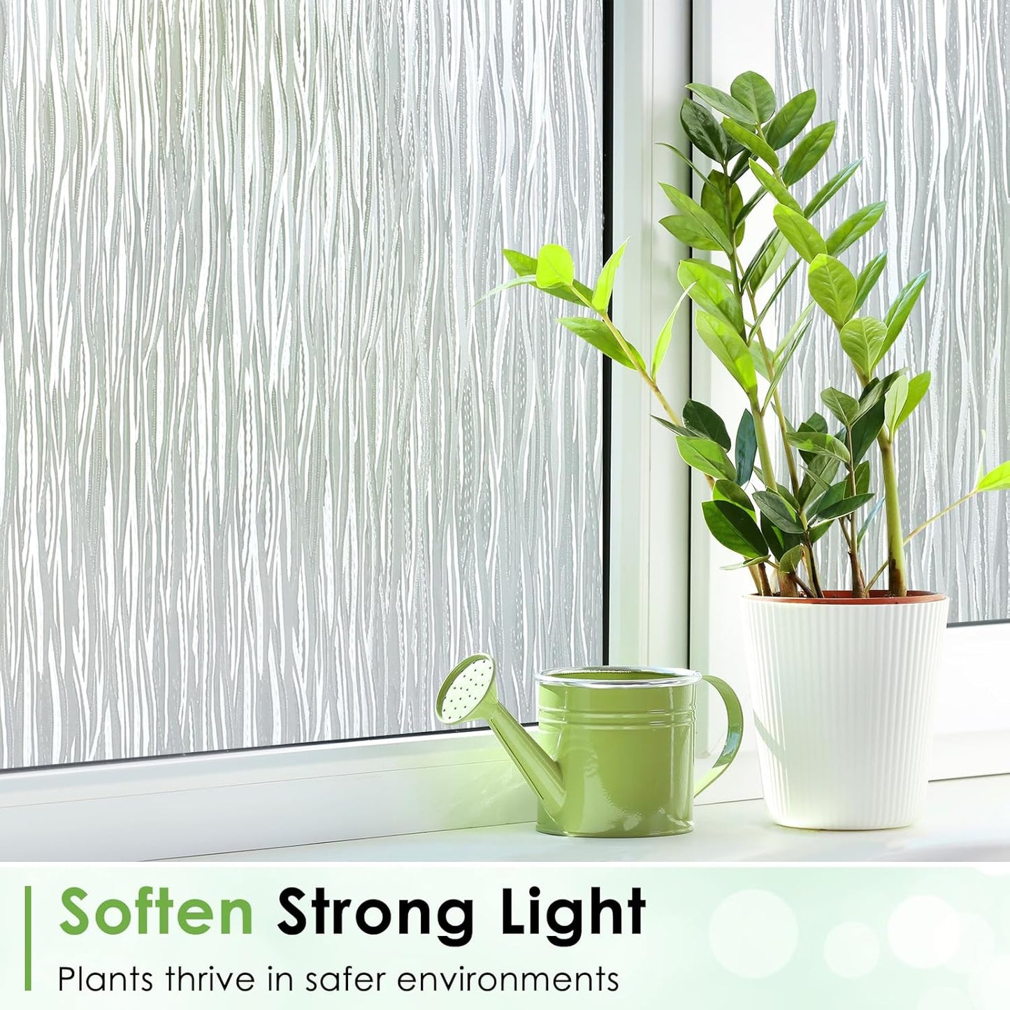 Homein Window Privacy Film, Frosted Glass Window Film Decorative, Non Adhesive Glass Clings, Static Cling Door Coverings, UV Blocking Privacy Sticker for Home, Pure Wave, 23.6 x 118.1 inches