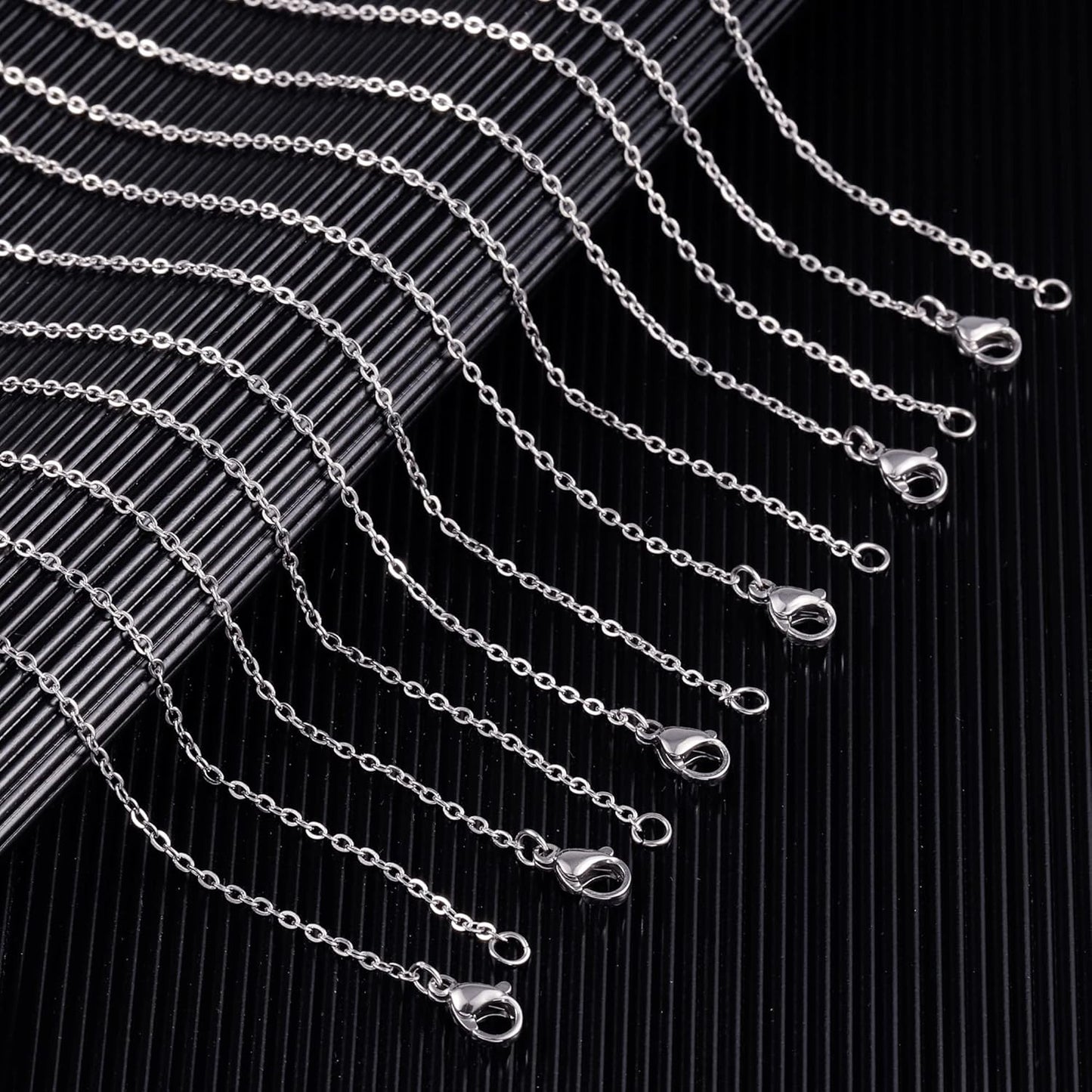 Wholesale 12 PCS Genuine Stainless Steel Fine Cable Chain Necklace Chains Bulk for Jewelry Making 18-30 Inches (30 Inch(2MM))