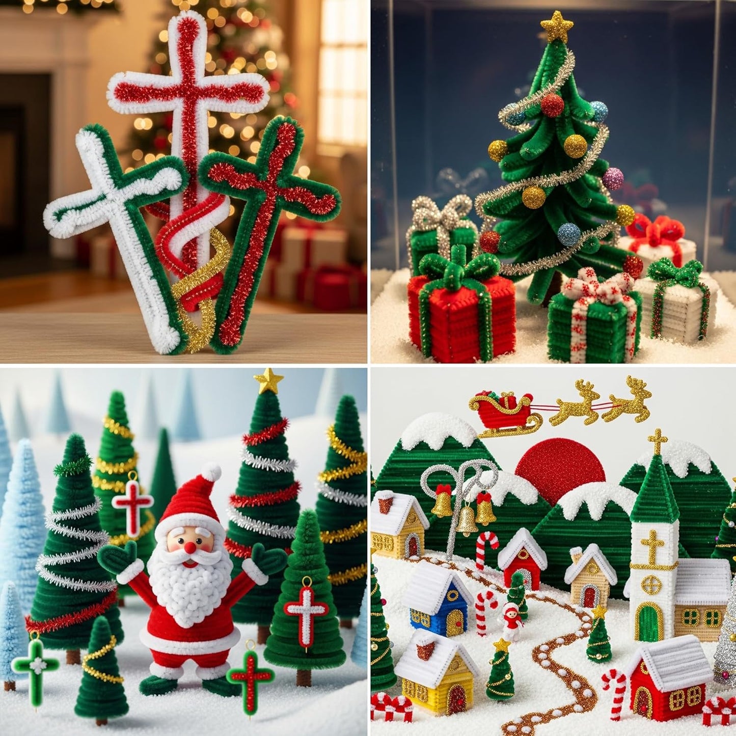 Caydo 500 Pieces Christmas Pipe Cleaners, Chenille Stems, Pipe Cleaner Crafts for DIY Art and Craft Projects Creative Gift Party Decorations