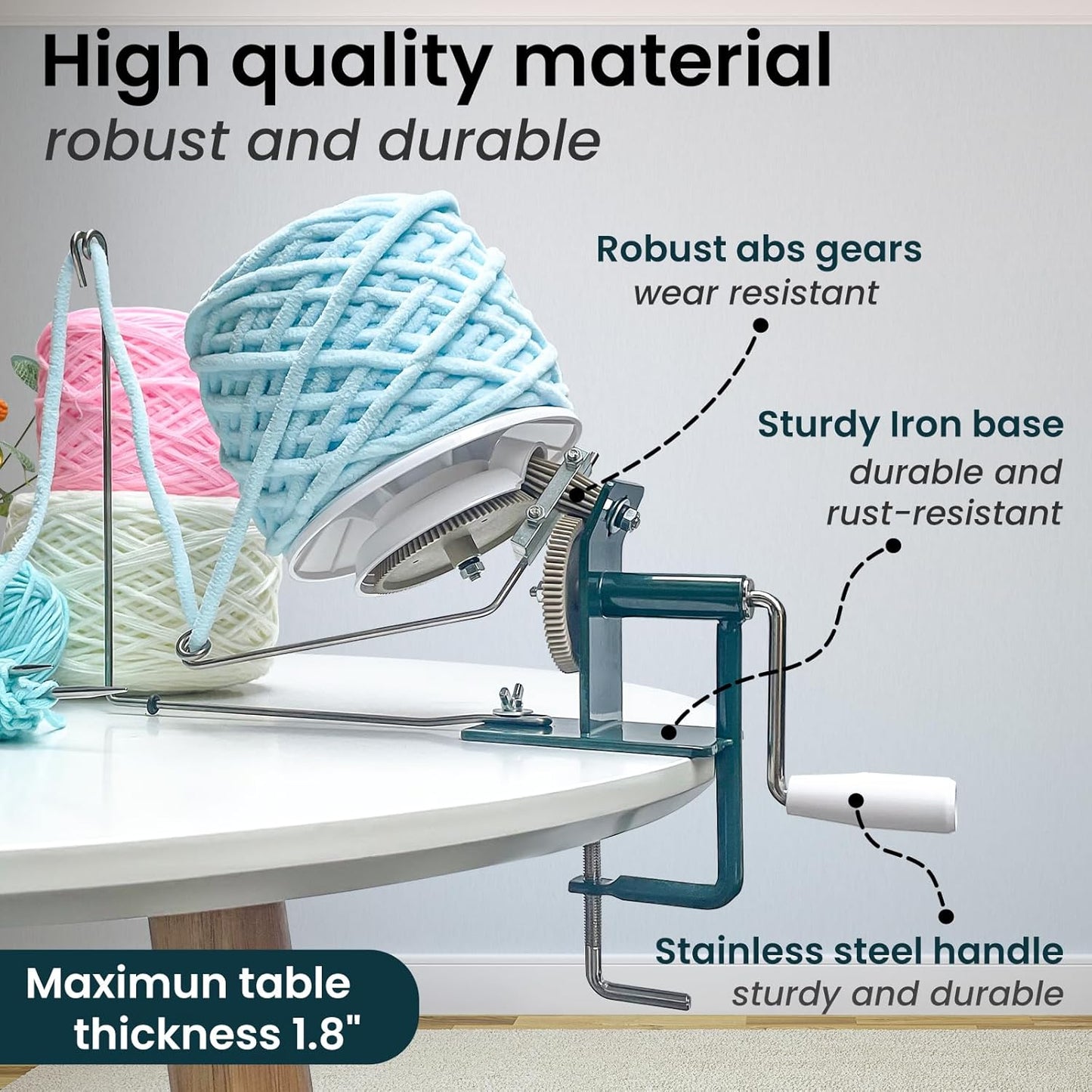 Yarn Winder, Yarn Ball Winder, Large 15 oz and Easy-to-Install Yarn Cake Winder Efficiently Make Yarn Cake, Sturdy Metal and ABS Yarn Winder for Crocheting,The Helper for Knitting Enthusiast