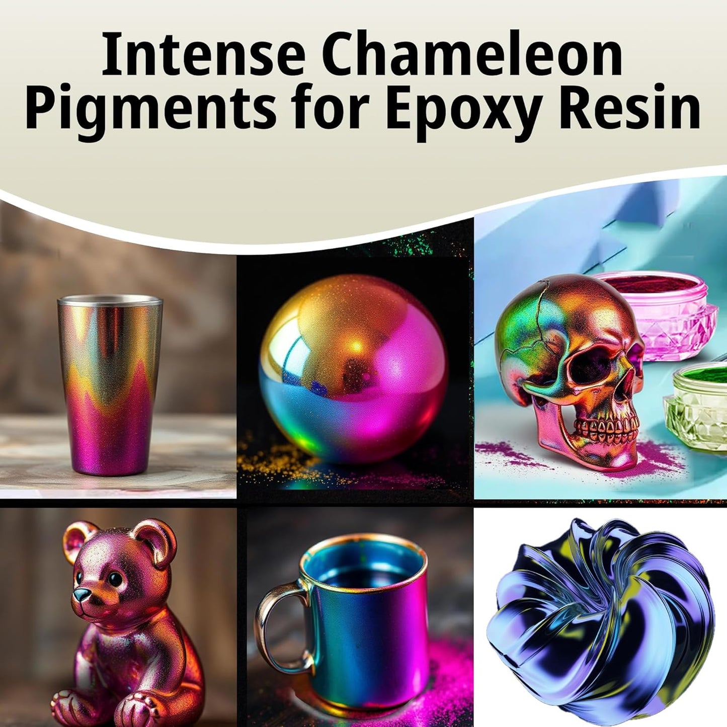 BALTIC DAY Intense Chameleon Mica Powder Set – 12 Hypershift Ultra-Fine Chrome Color Shift Pigments for Epoxy Resin, Tumblers, Nails, Paint & Soap Making