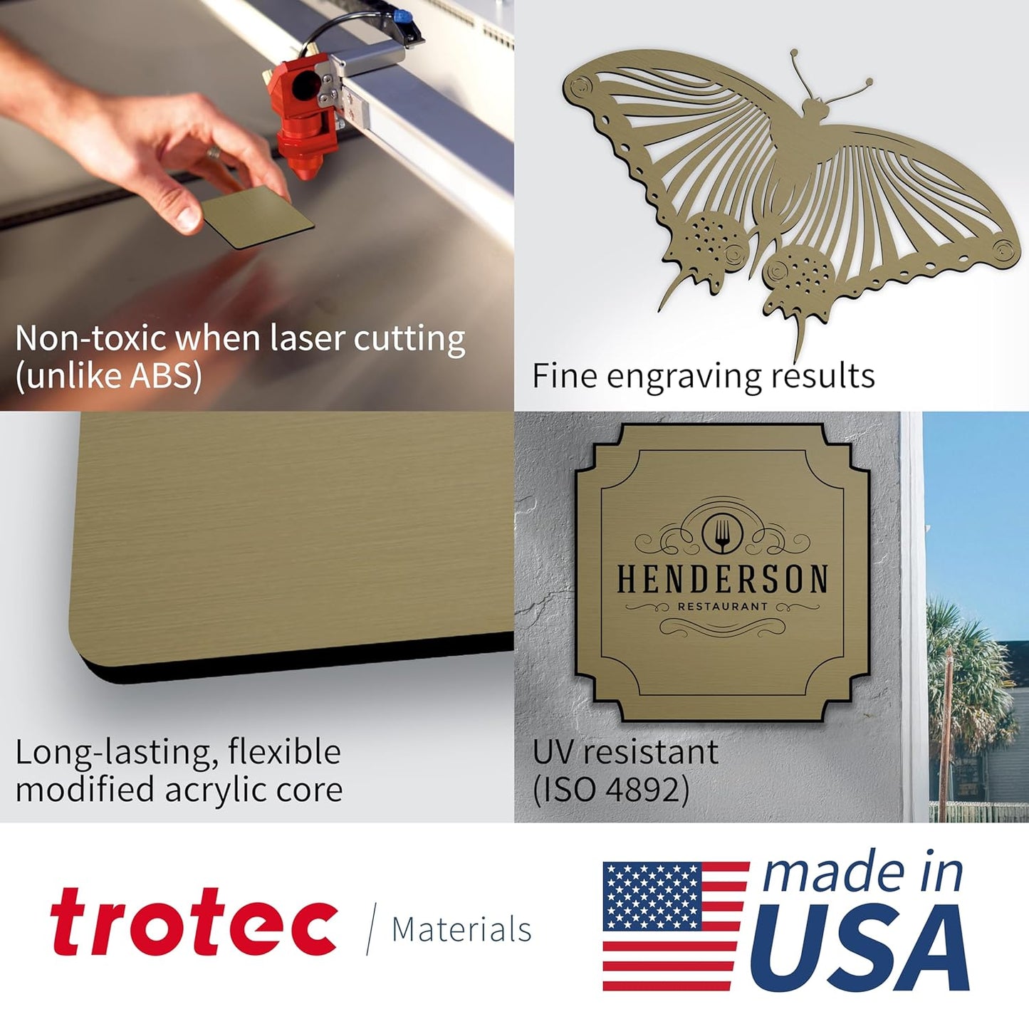 Trotec | Metallic Looking Acrylic Sheet | 12"x24"x1/16, 4 Pcs | Brushed Deep Bronze/Black | Metallic Finish - Scratch Resistant for Laser Engraving & Cutting,Printing,Glowforge,Name Plate | USA Made