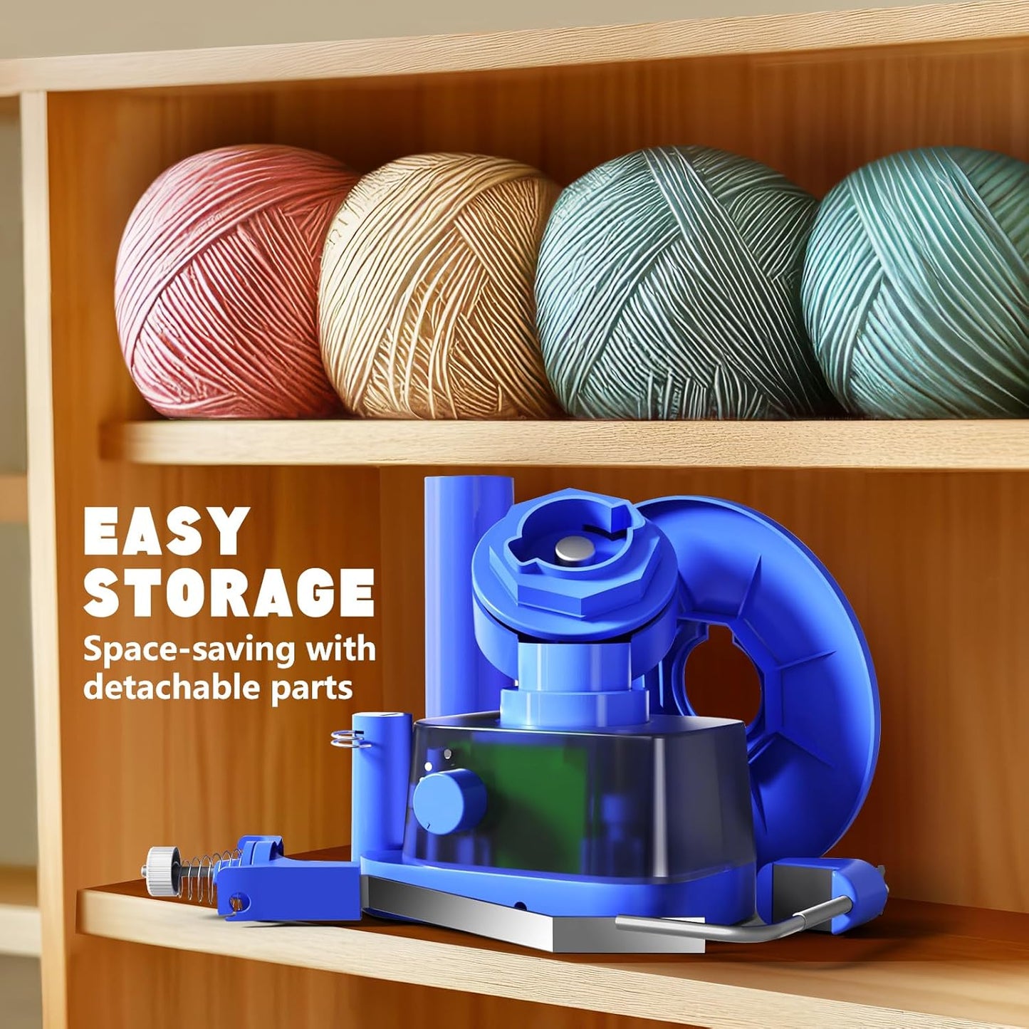 Yarn Winder, Electric Yarn Ball Winder for Crocheting, Efficiently Cake with Strong Tension Adjustable Speed Up to 13 oz, Automatic Spinner Wool for Knitting Enthusiast (Blue)