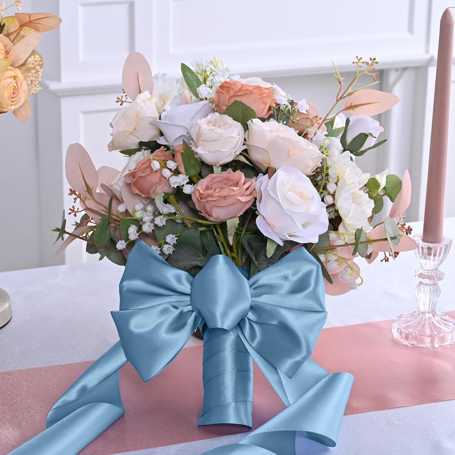 Dusty Blue Satin Ribbon 3 Inch X 15 Yards Solid Color Double Faced Ribbons Perfect for Crafts Wedding Decor Bow Making Arts Sewing and More