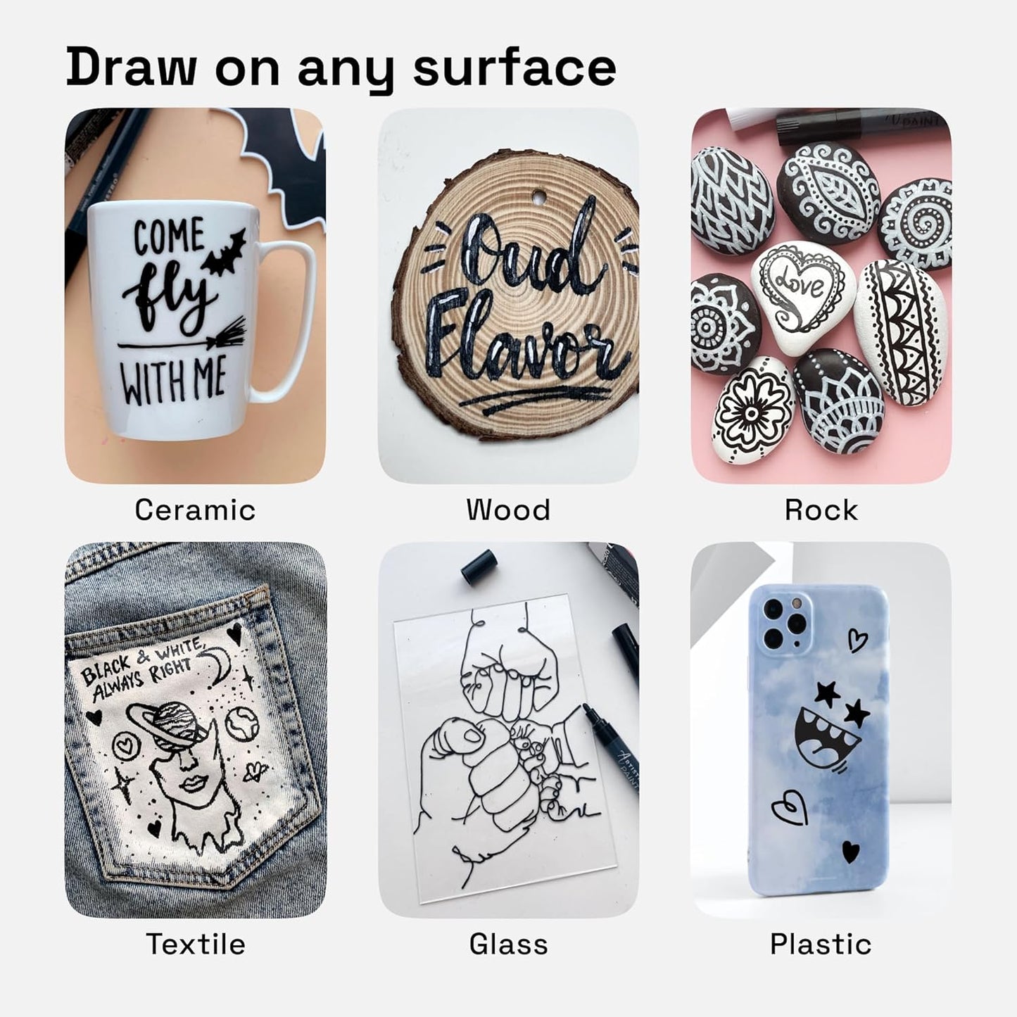 ARTISTRO 12 Black Paint Pens for Rock Painting, Stone, Ceramic, Glass, Wood, Fabric, Scrapbooking, DIY Craft Making, Art Supplies, Card Making, Coloring, Acrylic Markers Medium Tip 3.0mm