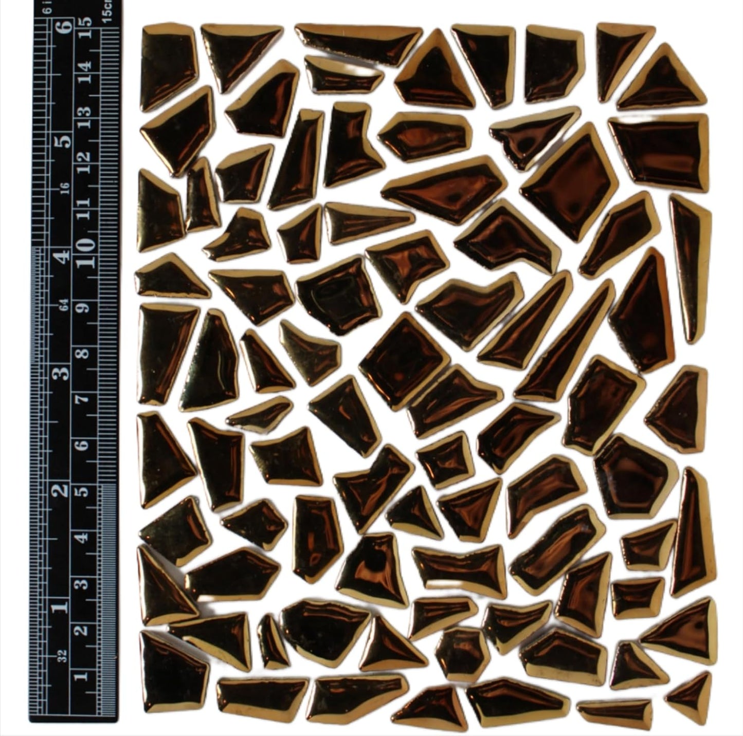 Ceramic Mosaic Tiles for Crafts & Art Projects 200 Grams Vibrant Colors Pieces Fit Together Like a Puzzle Endless Creative Ideas for Mosaic Art DIY Hobbies Small Sizes (Metallic Gold)