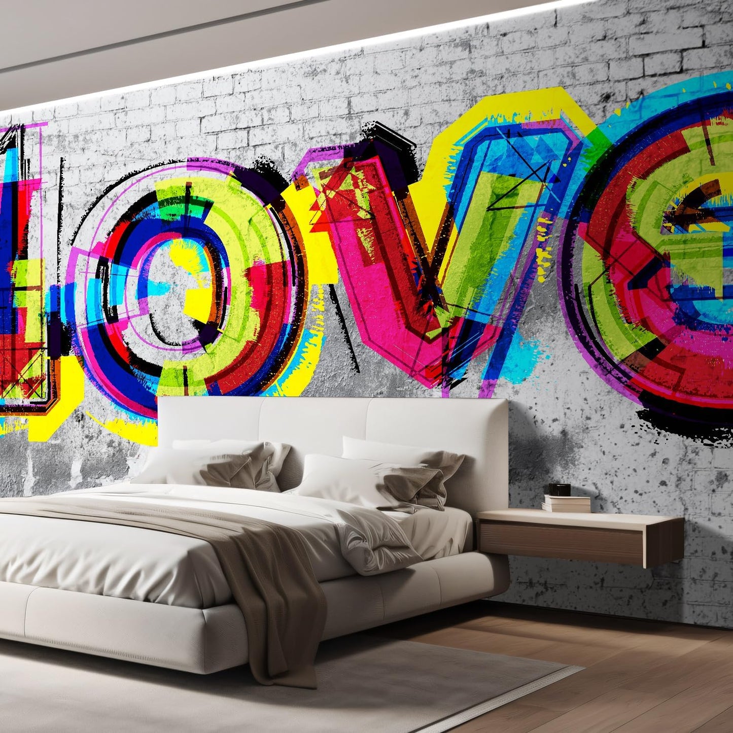 wall26 Wall Sticker/Wall Mural Colorful Graffiti, Not Peel and Stick, Non-Woven Wallpaper Decorative for Bedroom, Living Room, Office - 99x96 inches