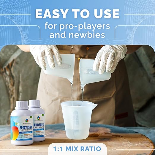 CRAFT RESIN 1 Gallon Crystal Clear Epoxy Resin Kit with Pumps - Food Safe & UV Resistant for DIY Art, Wood, Jewelry Making, Coasters, Mold Casting Resin Epoxy - Low Viscosity for Beginners & Pros