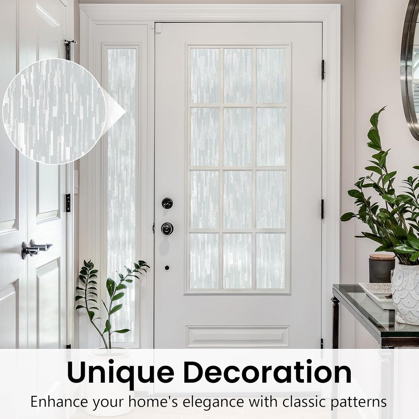 Haton Window Privacy Film, Frosted Glass Static Cling Sun Heat Blocking Window Clings, Frosting Opaque Coverings Stickers Tint for Home Office Door, Non Adhesive, White 35.4" x 78.7"