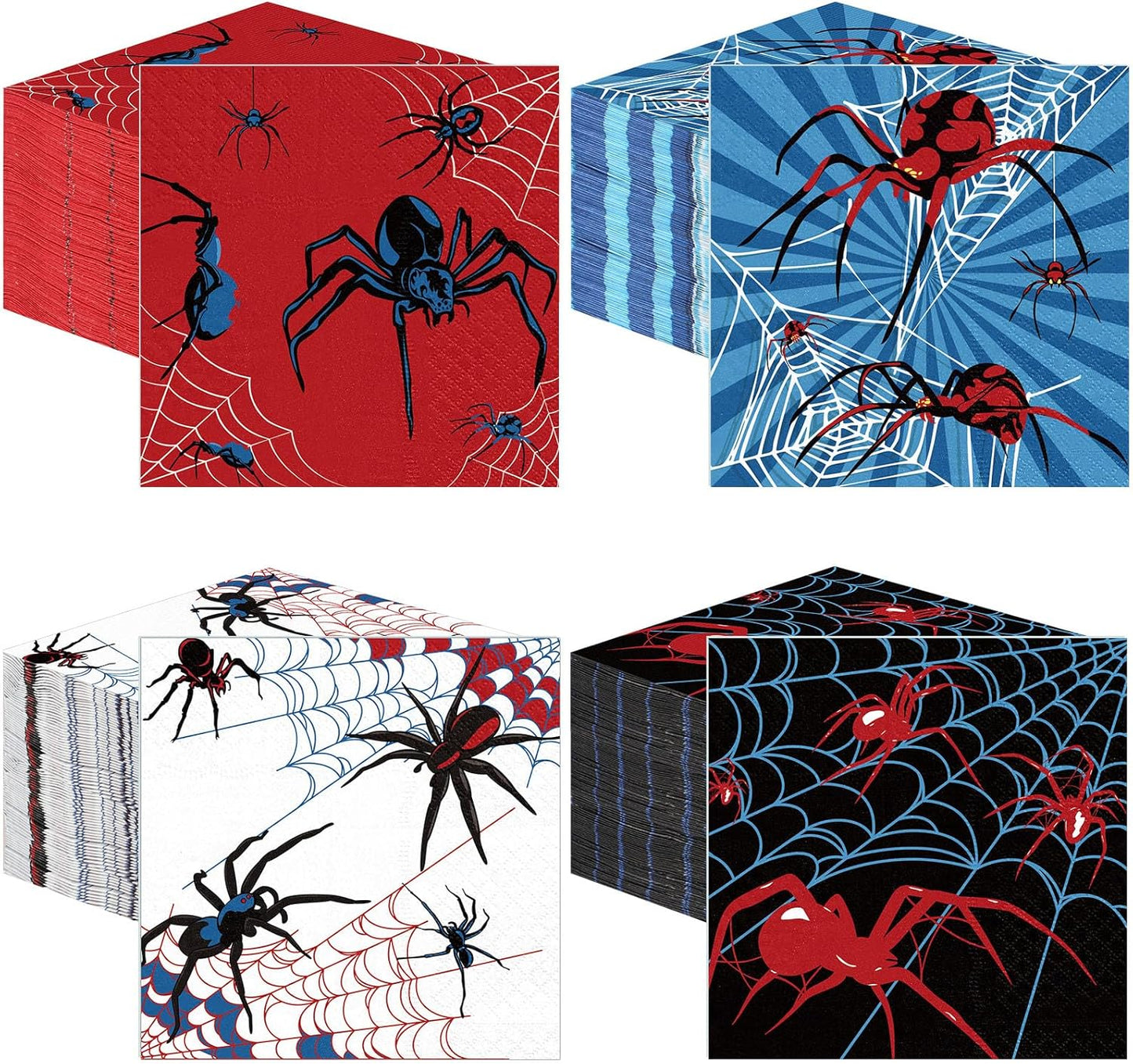 Fulmoon 200 Pieces Halloween Spider Web Cocktail Napkins Disposable Spider Paper Dinner Beverage Napkins for Halloween Christmas Birthday Party Decoration Supplies
