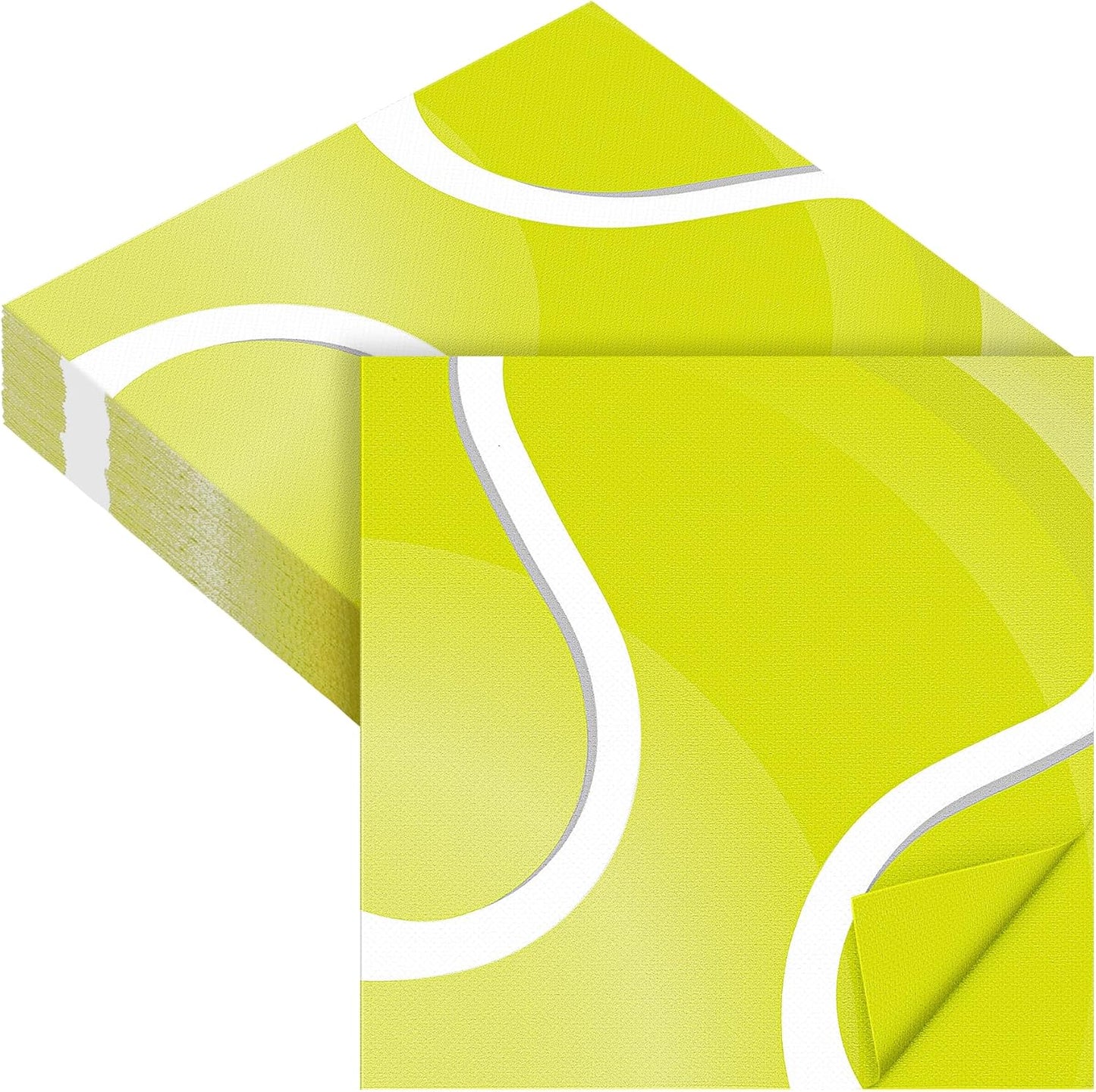 Aodaer 48 Pieces Tennis Paper Napkins Disposable Tennis Party Napkins Tennis Ball Sports Napkins Tennis Cocktail Dinner Napkin Set 13" x 13" Unfolded Tennis Tableware Napkins for Sports Party Supplies