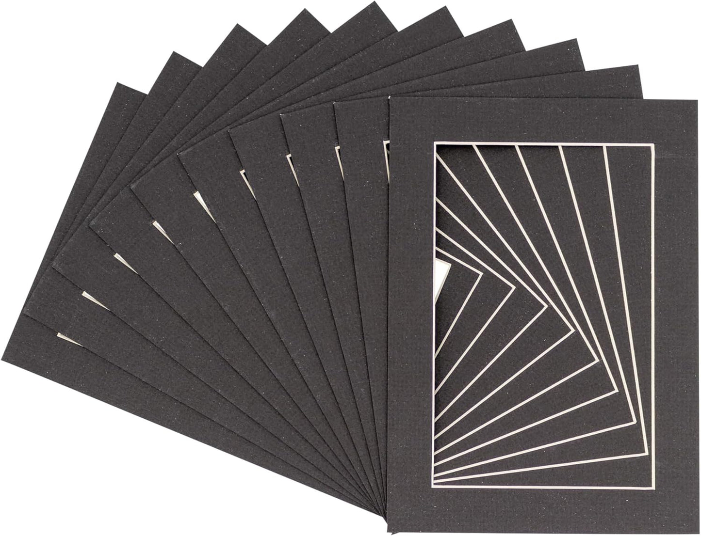 5x7 Mat for 8.5x11 Frame - Precut Mat Board Acid-Free Textured Black 5x7 Photo Matte For a 8.5x11 Picture Frame, Premium Matboard for Family Photos, Show Kits, Art, Picture Framing, Pack of 25 Mats