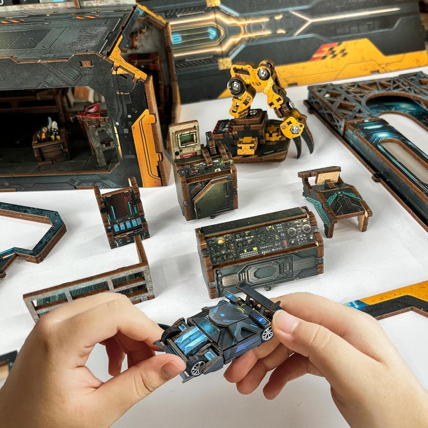 DIY Book Nook Kit,New DIY Dollhouse Booknook Bookshelf Insert Decor,3D Wooden Puzzles with LED Dust Cover,Book Nook Miniature Kit,Birthday Home Decor for Teens Adult-Automobile Workshop