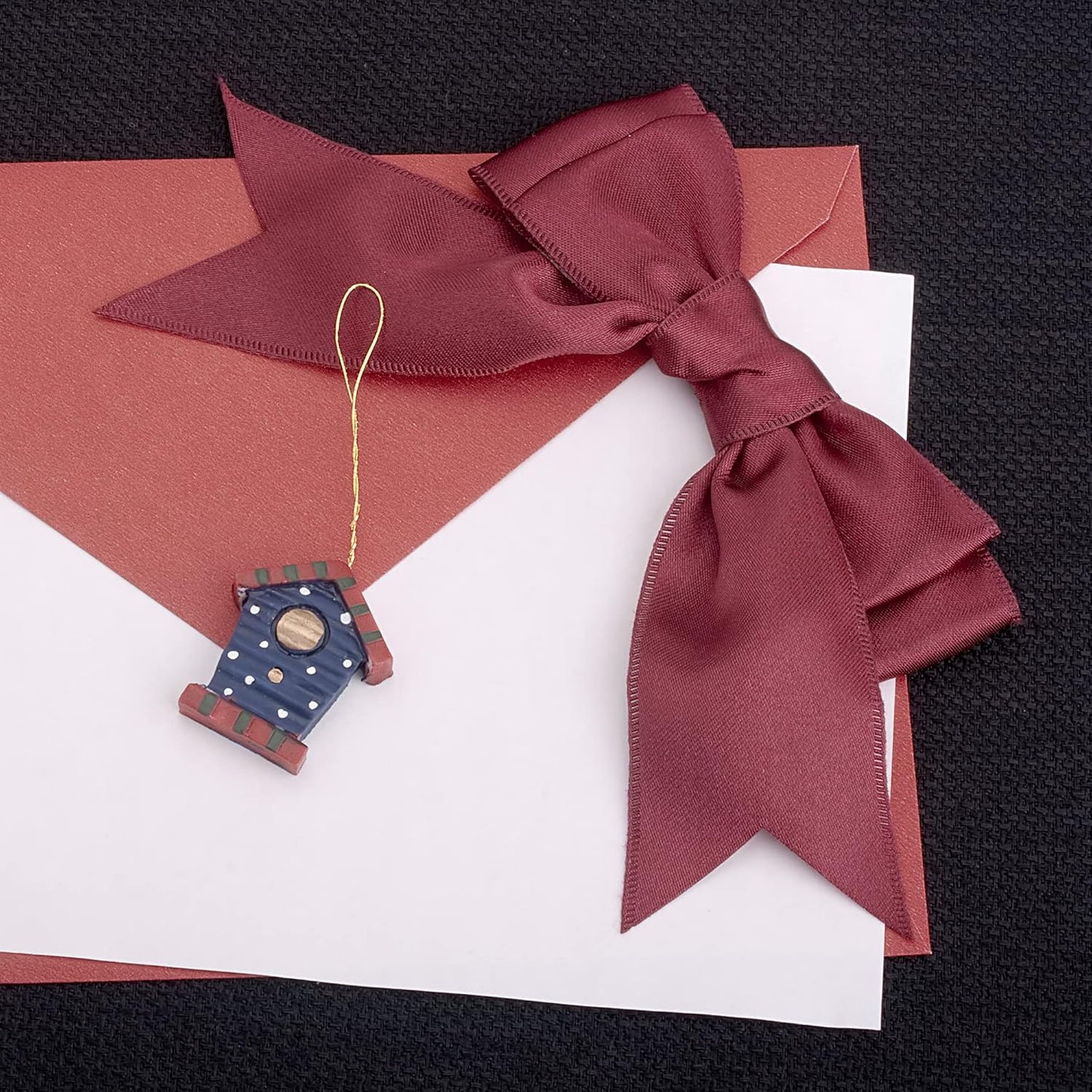 LIUYAXI Burgundy Stain Ribbon, 5/8" X Continuous 50 Yards, Double Faced Fabric Ribbon Perfect for Gift Wrapping Wedding Birthday Party Christmas Hair Floral Craft Baby Shower