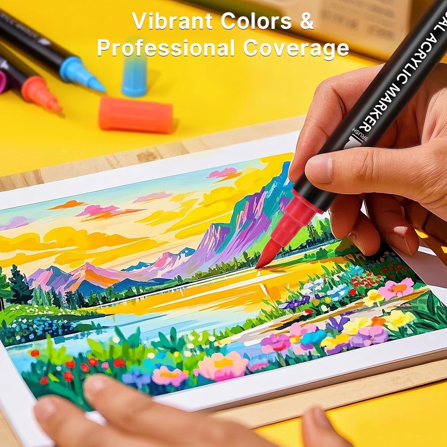 Tongfushop 84 Colors Acrylic Paint Markers, Dual Tip Acrylic Paint Pens with Brush Tip & Fine Tip, Fabric Markers for Rock Painting, Wood, Canvas, Stone, Glass, Ceramic, DIY Crafts, Art Supplies