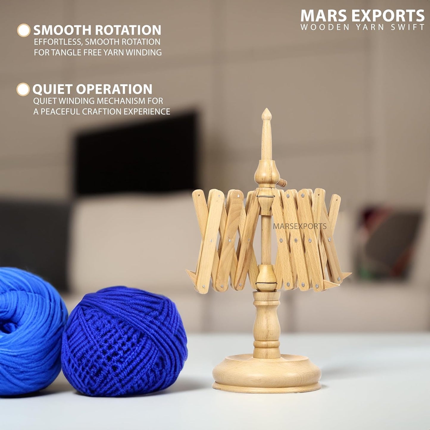 Wooden Yarn Winder with Swift – Manual Yarn Ball Winding Tool for Knitting and Crocheting – Combo Kit (ONLY Swift Beechwood)