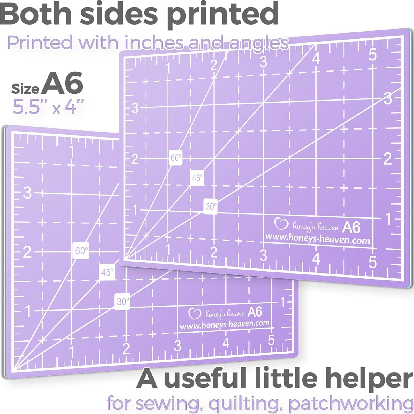 Honey's Heaven Rotary Cutter Set - Quilting Kit incl. 45mm Fabric Cutter, 5 Replacement Blades, A6 Cutting Mat and Craft Clips - Ideal for Crafting, Sewing, Patchworking, Crochet & Knitting