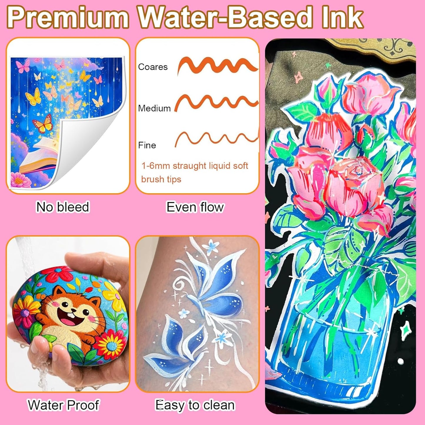 96 Colors Dual Tip Acrylic Paint Markers, 48 Pack Waterproof, Non-Toxic, Odorless Acrylic Markers Pens，Paint Pens & Paint Markers for Rock, Wood, Glass, Stone, Canvas, Fabric and Paper Painting