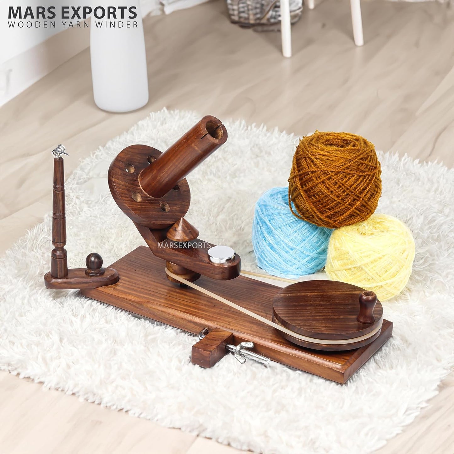 Mars Exports - Wooden Yarn Winder for Knitting and Crocheting, Wooden Yarn Swift Hand Operated Large Yarn Ball Winder, Heavy Duty Yarn Winder (ONLY Winder Rosewood)