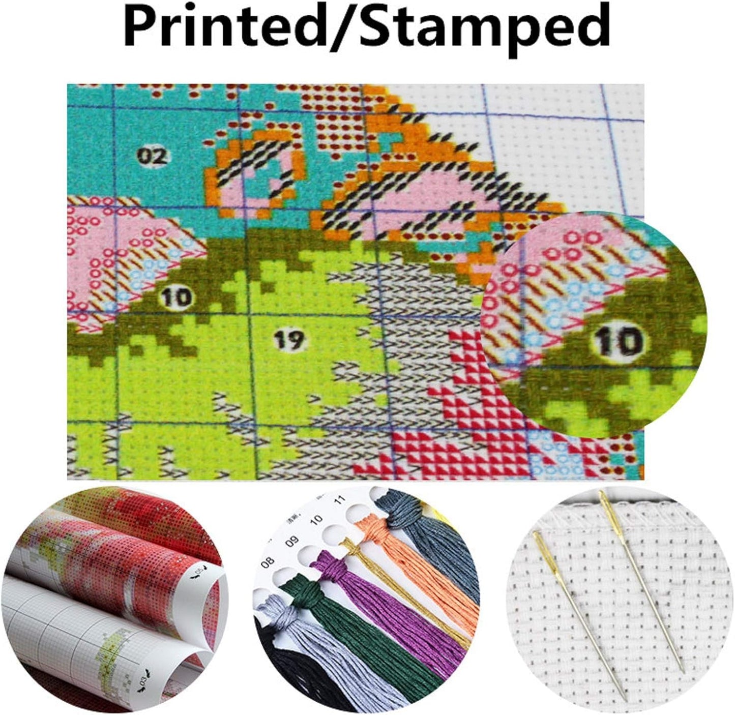 Dimensean Stamped Cross Stitch Kits Full Range of Embroidery Patterns Starter Kits for Beginners Adult or Kids DIY Cross Stitches Needlepoint Kits 11CT-Colorful Tree 17.7x17.7 inch