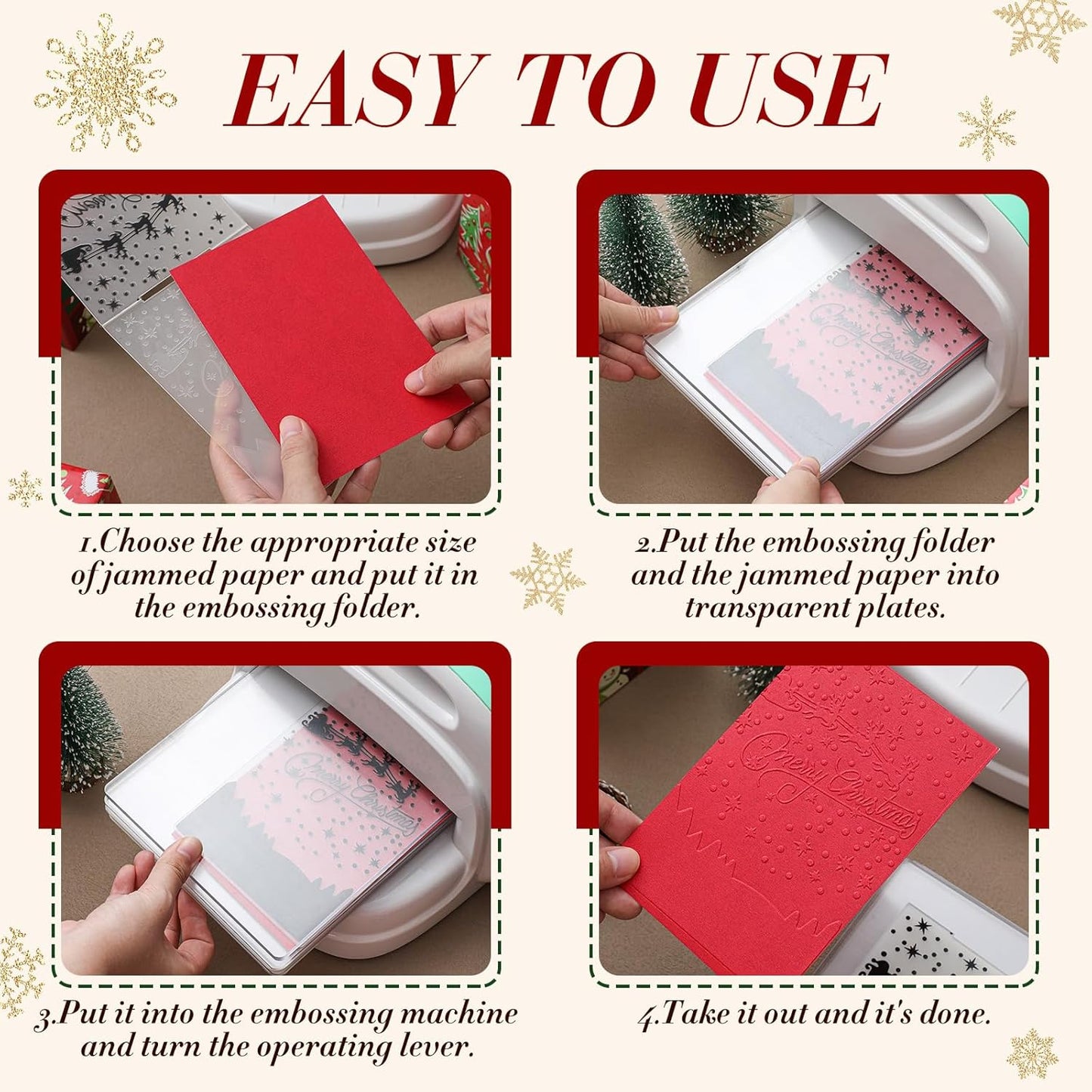 Geiserailie 8 Pcs Embossing Folders Embossing Machine Template Paper Card Folders for Christmas Card Making DIY Flower Scrapbook Photo Album Craft Decoration 5.9 x 4.1 Inch (Christmas Style)