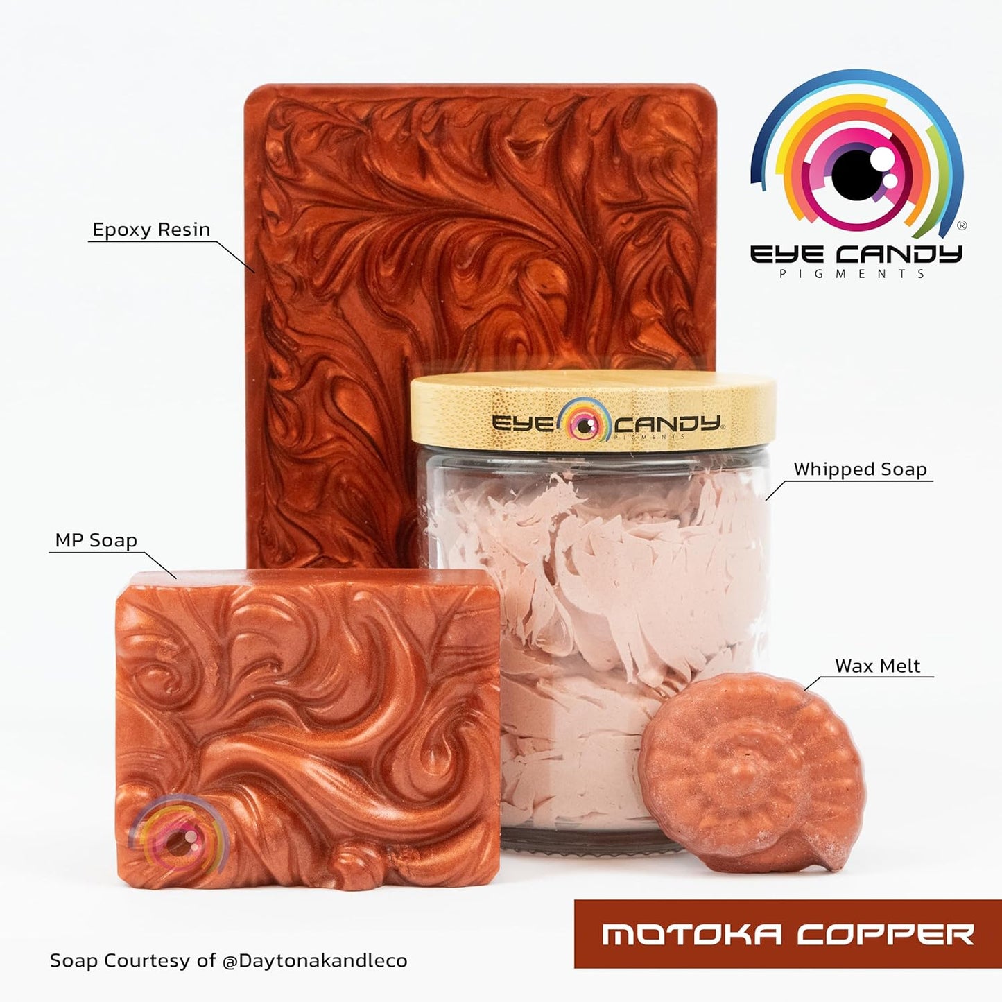 Eye Candy Pigments Premium Copper Mica Powder - Motoka Copper (50gr) - for Epoxy, Resin, Soap, Paint, Woodworking, Acrylic Pouring, Bath Bombs, Fishing Lures - DIY Arts and Crafts Additive