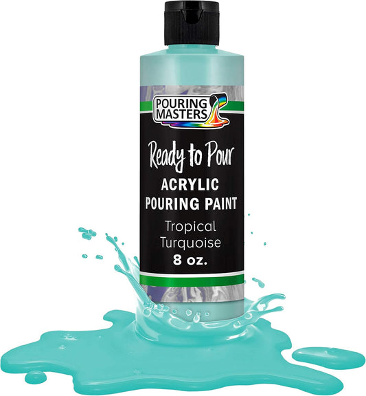 Pouring Masters Tropical Turquoise Ready to Pour Acrylic Pouring Paint - Premium 8-Ounce Pre-Mixed Fluid Acrylic Paint - Fluid Art Supplies for Canvas, Wood, Paper, Tile & Rocks