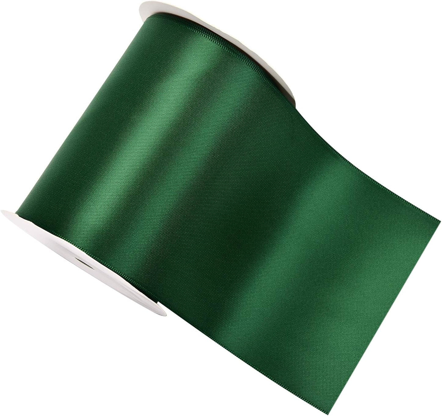 YAMA Double Face Satin Ribbon Roll - 4 inch Wide Solid Color Craft Ribbon, Great for Chair Sash,Making Bow, Sewing and Wedding Bouquet- 5 Yard/Spool, Green