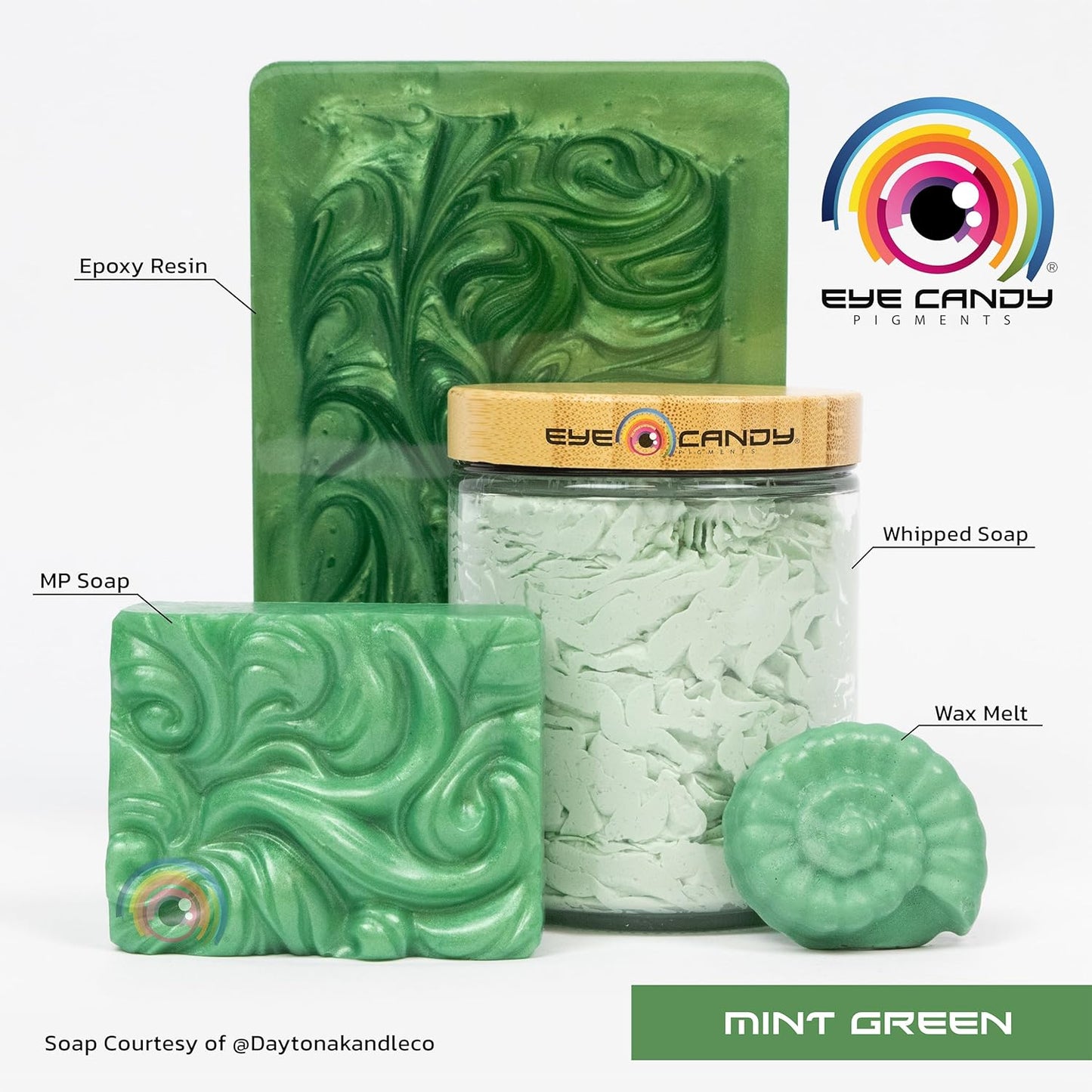 Eye Candy Pigments Premium Green Mica Powder - Mint Green (50gr) - for Epoxy, Resin, Soap, Paint, Woodworking, Acrylic Pouring, Bath Bombs, Fishing Lures - DIY Arts and Crafts Additive