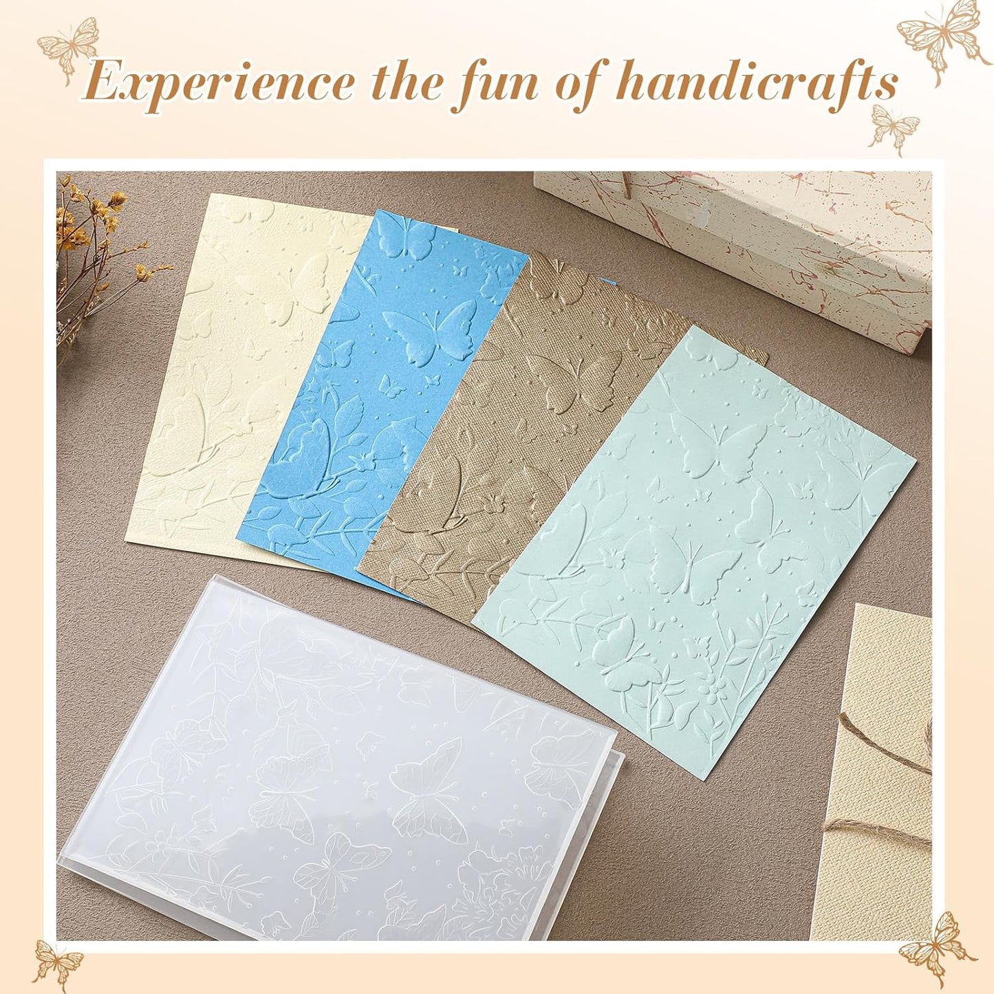 Geiserailie 1 Pcs Embossing Folders Embossing Machine Template Paper Card Folders for Christmas Card Making DIY Flower Scrapbook Photo Album Craft Decoration 5.9 x 4.1 Inch (Butterfly Style)