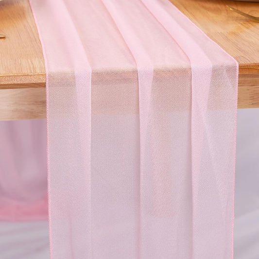 1 Pack Chiffon Table Runner Blushing Pink 12 x 120 Inches Sheer Table Runner Romantic Table Cloth for Wedding Decor 10ft Tulle Table Runner Table Decorations for Birthday Party
