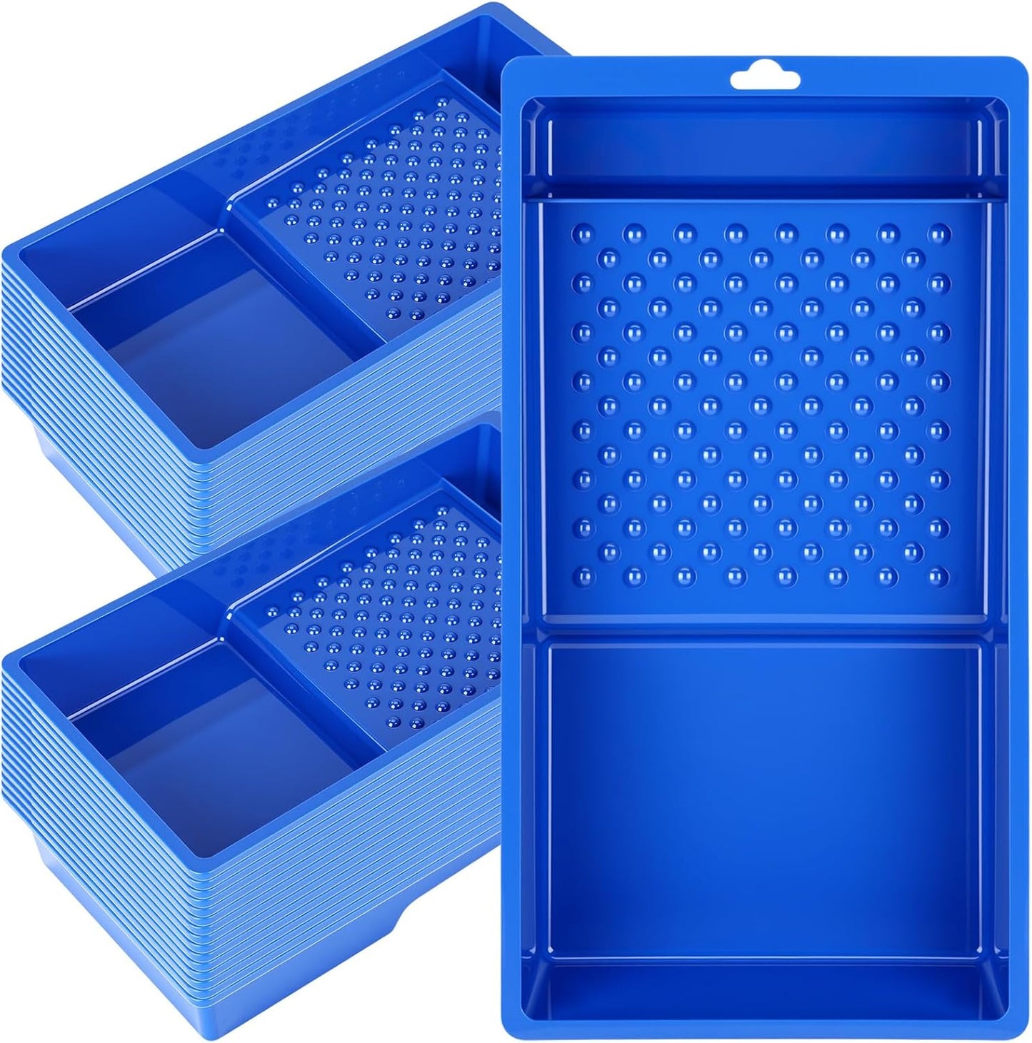 Ripeng 30 Pack 4 Inch Paint Tray Bulk Plastic Paint Roller Tray Small Painting Pan with Deep Pocket and Textured Ridge Reusable Trays Suitable for 4" Painting Rollers for Home Wall Decor(Blue)