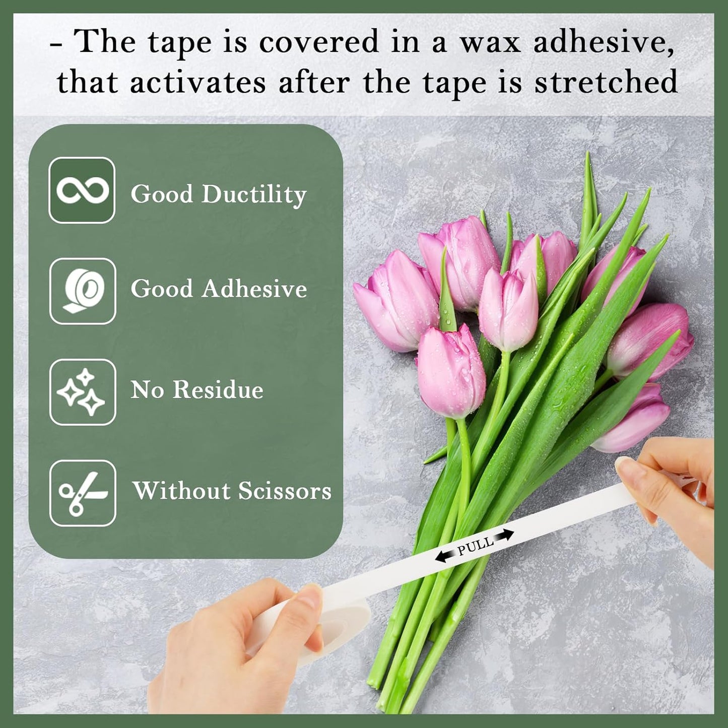 8 Rolls Floral Tape, 1/2" Wide Flower Tape, White Floral Tape for Fresh Flowers, Adhesive Florist Tape for Floral Crafts, Bouquet Floral Arranging Stem Wrapping, Wedding Bouquet, 30Yard