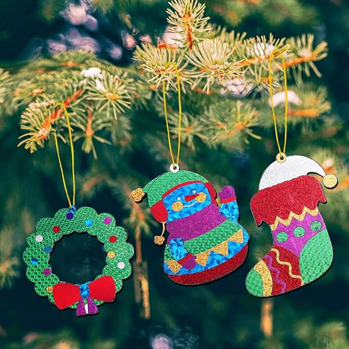 ATFUNSHOP Christmas Crafts for Kids - Magical Foil DIY Christmas Oranments - No Mess Xmas Art Activities Kit for Ages 4 5 6 7 8 9 - Fun & Ideal Stocking Stuffer & Christmas Gift for Boys & Girls