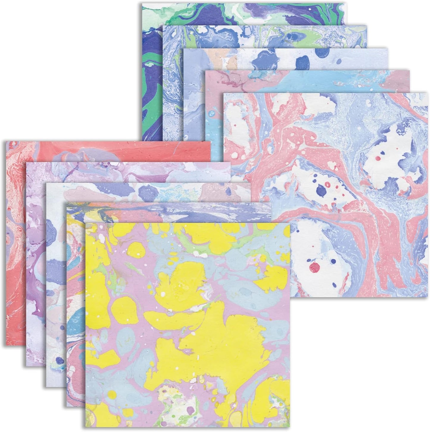 Origami Paper Kit 50 Sheets 6 Inch Square Double Sided Color 10 Vivid Japanese Washi Colors for Hand Crafts Origami Paper Arts Creativity.Watercolor Texture