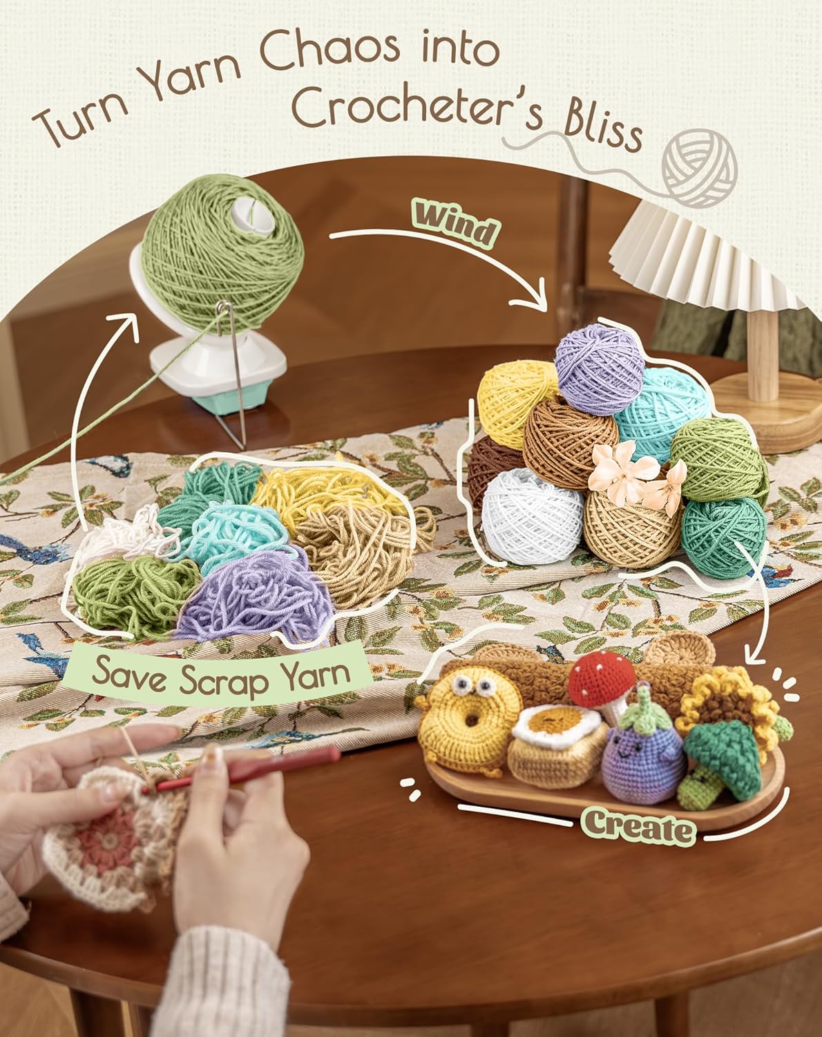 Adhafera Yarn Winder, Yarn Ball Winder for Crocheting, The Helper for Yarn Collection Lovers