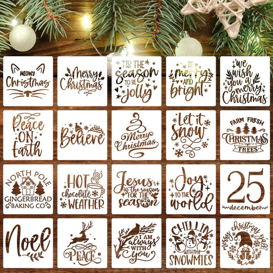Christmas Stencils for Crafts Reusable 6” Christmas Stencil Xmas Holiday Stencils for Painting on Wood Fabrics Decor