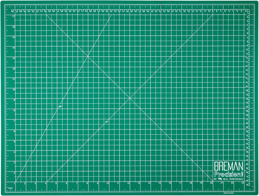 Breman Precision 18x24 Inch Self Healing Cutting Mat - 2-Sided 5-Ply PVC Green/Black Cutting Mats for Crafts, Sewing, Quilting and DIY Projects - Durable and Non-Slip Design with Precise Grid Lines