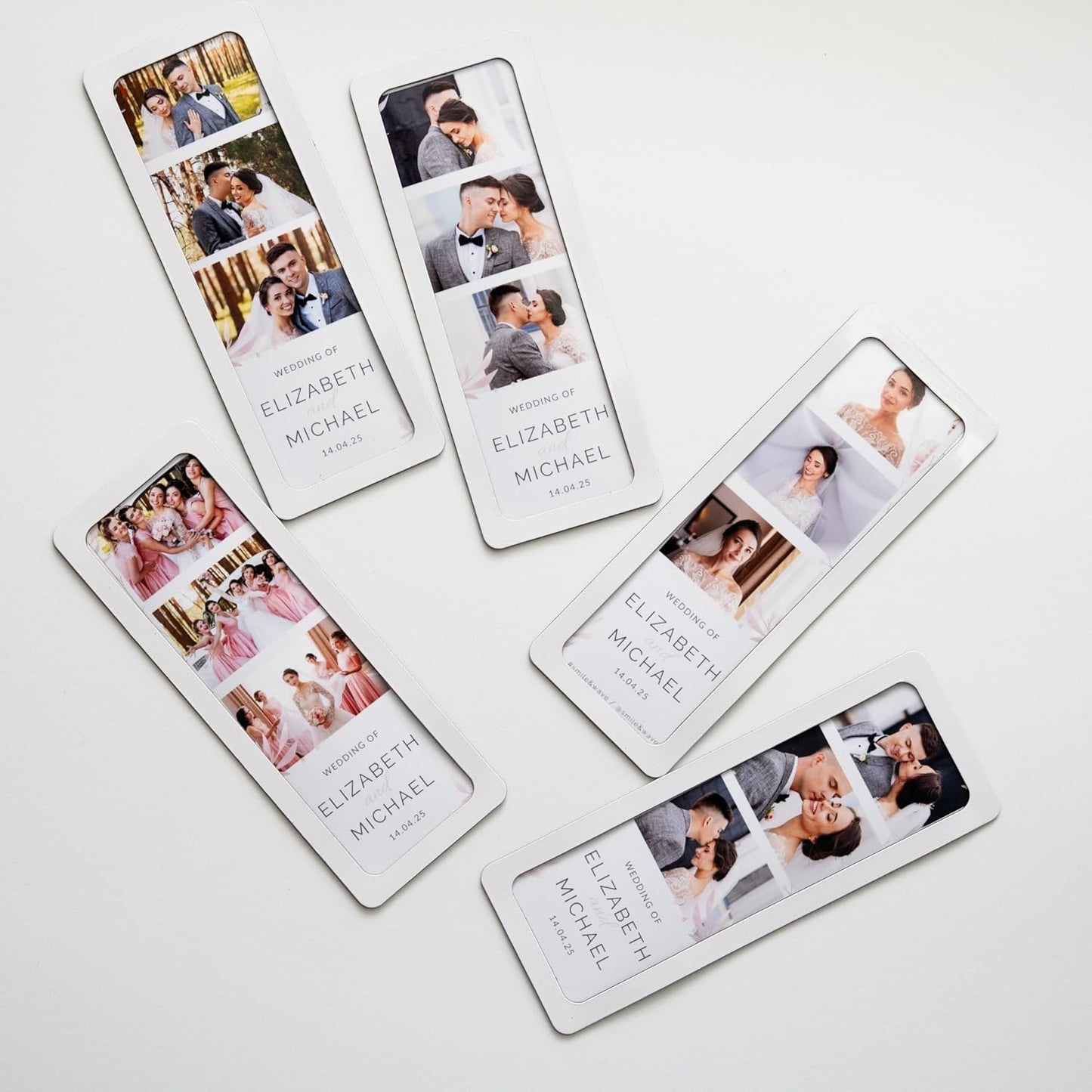 Magnetic Frames For 2x6 Photo Booth Strips – Set of 5 – White, Black, or Floral Design Photo Picture Holders – Magnetic Paper Cutout for Photobooth Photos – Simple Slim Frames for Fridge, Locker, or Party Keepsakes (5, WHITE)