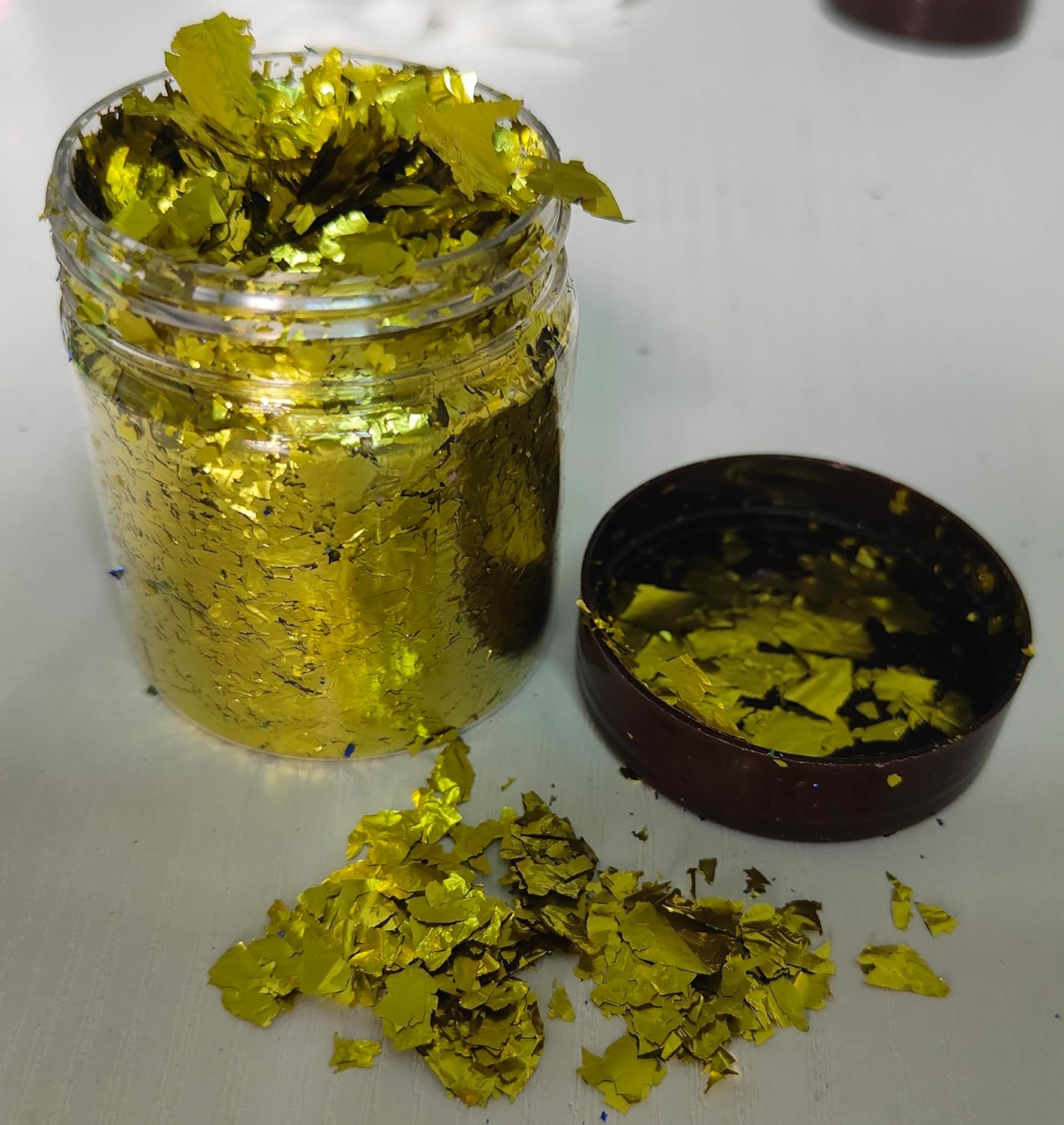 Gilding Flakes,Gold Foil Flakes for Resin,Blue Red Purple Pink Metallic Foil Flakes for Resin Jewelry Making,Nails,Painting Art,Crafts and Slime (Lemon Yellow)