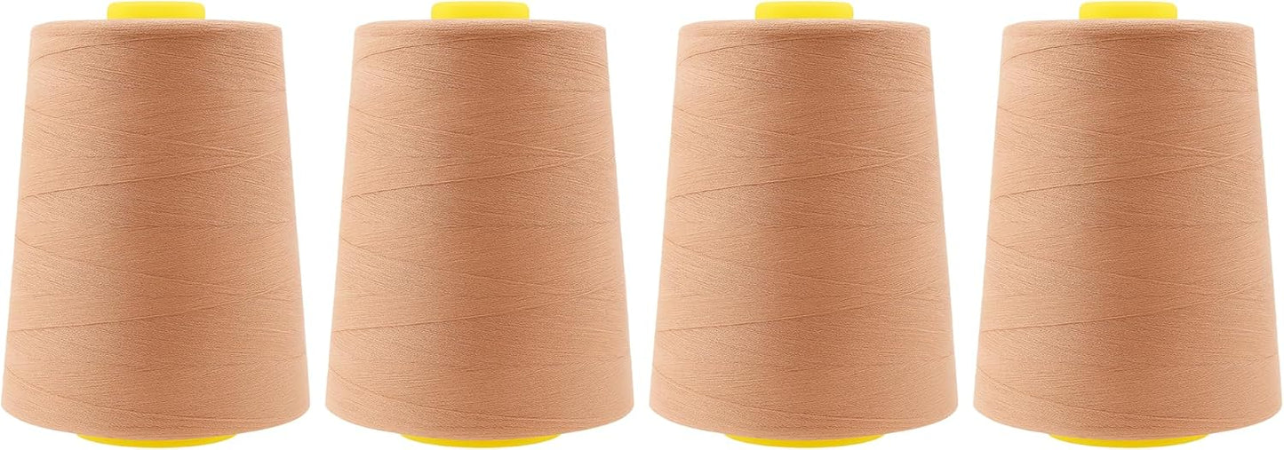 Mandala Crafts 4 Pack of Serger Threads Cones Spools - 20S/2 24000 Yards Polyester Copper Threads for Sergers Machine and Overlock Quilting Sewing Machine