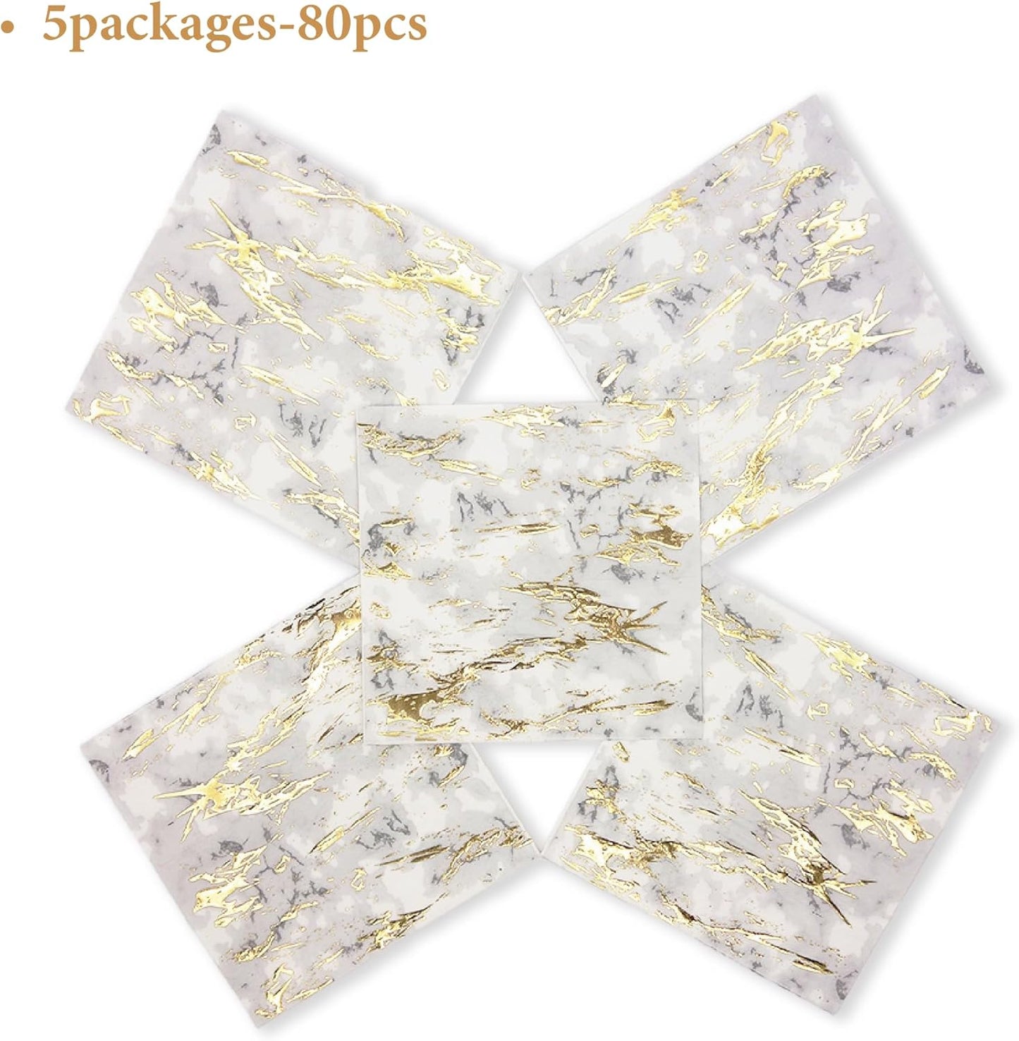 80-Pack Napkins Disposable Paper Towel Cocktail Dinner Party Decoration, Gold Splash